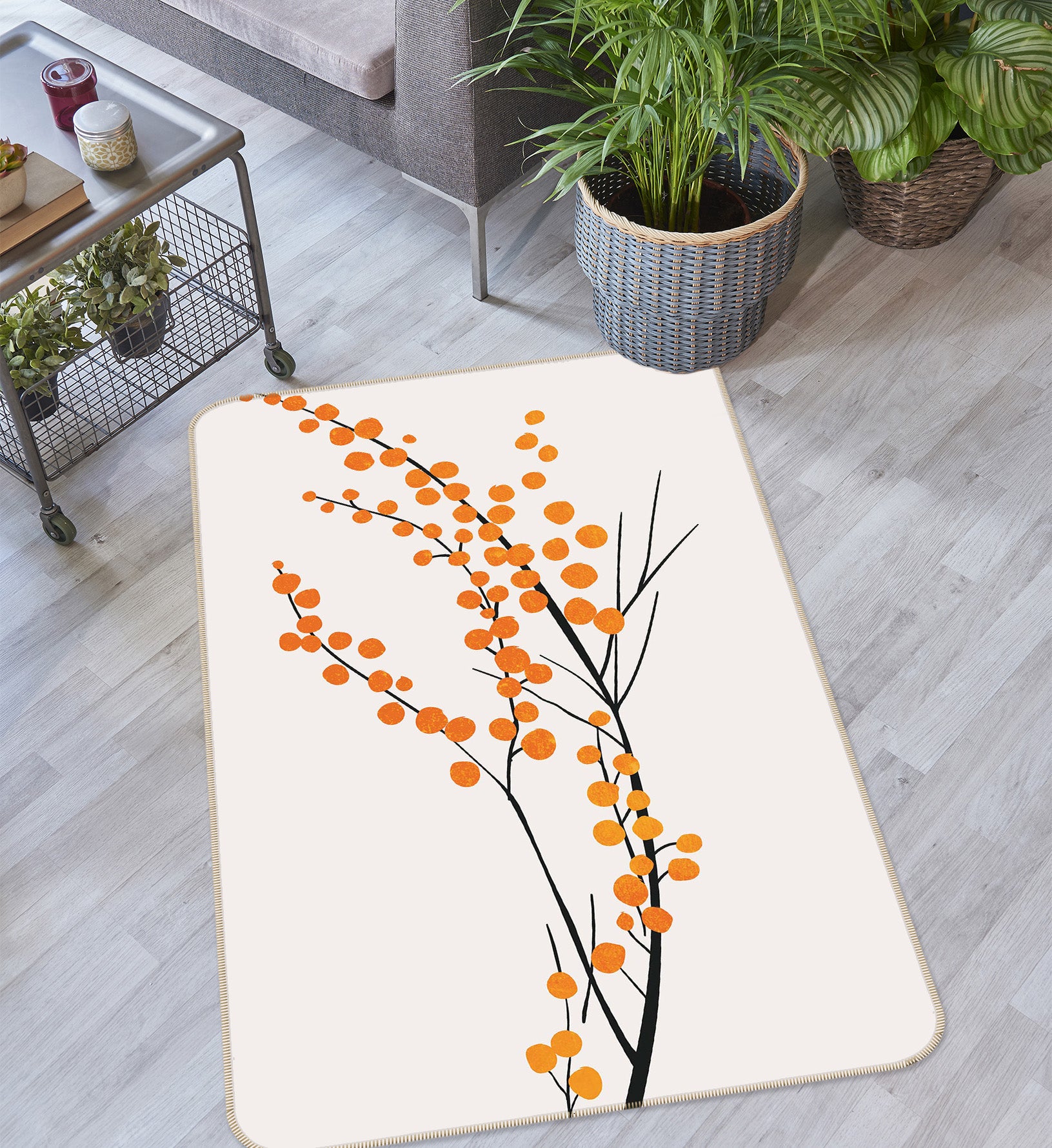 3D Plum Pattern 1138 Boris Draschoff Rug Non Slip Rug Mat