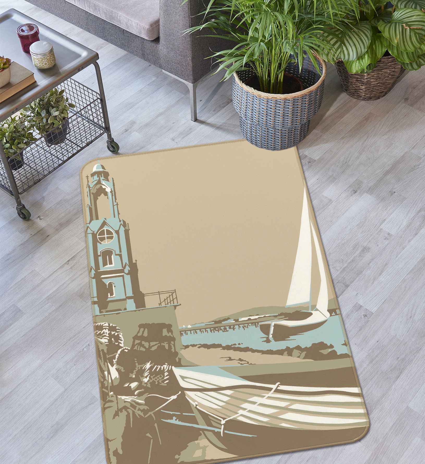3D Swanage Tower 1158 Steve Read Rug Non Slip Rug Mat