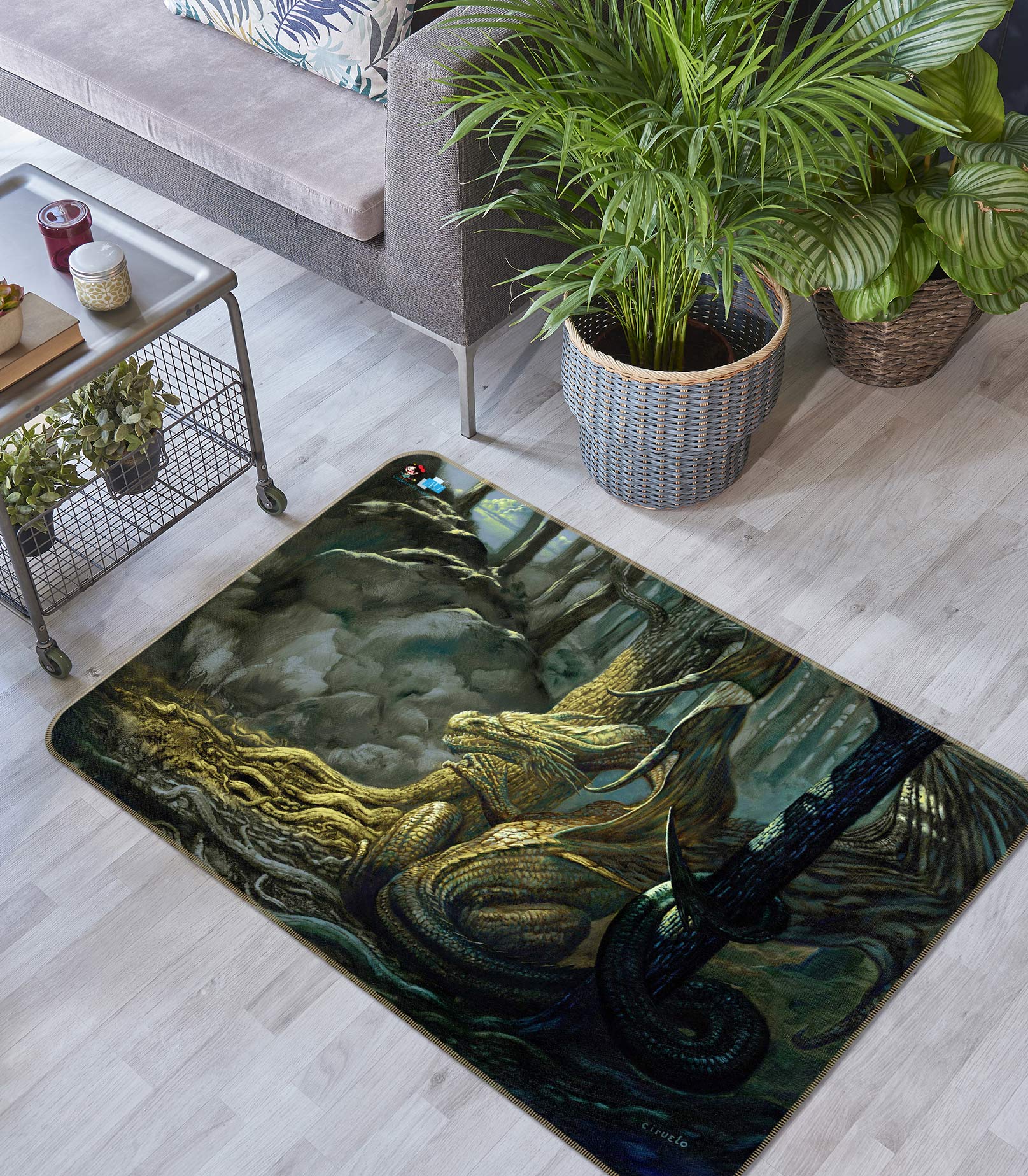 3D Forest Dragon 5166 Ciruelo Rug Non Slip Rug Mat