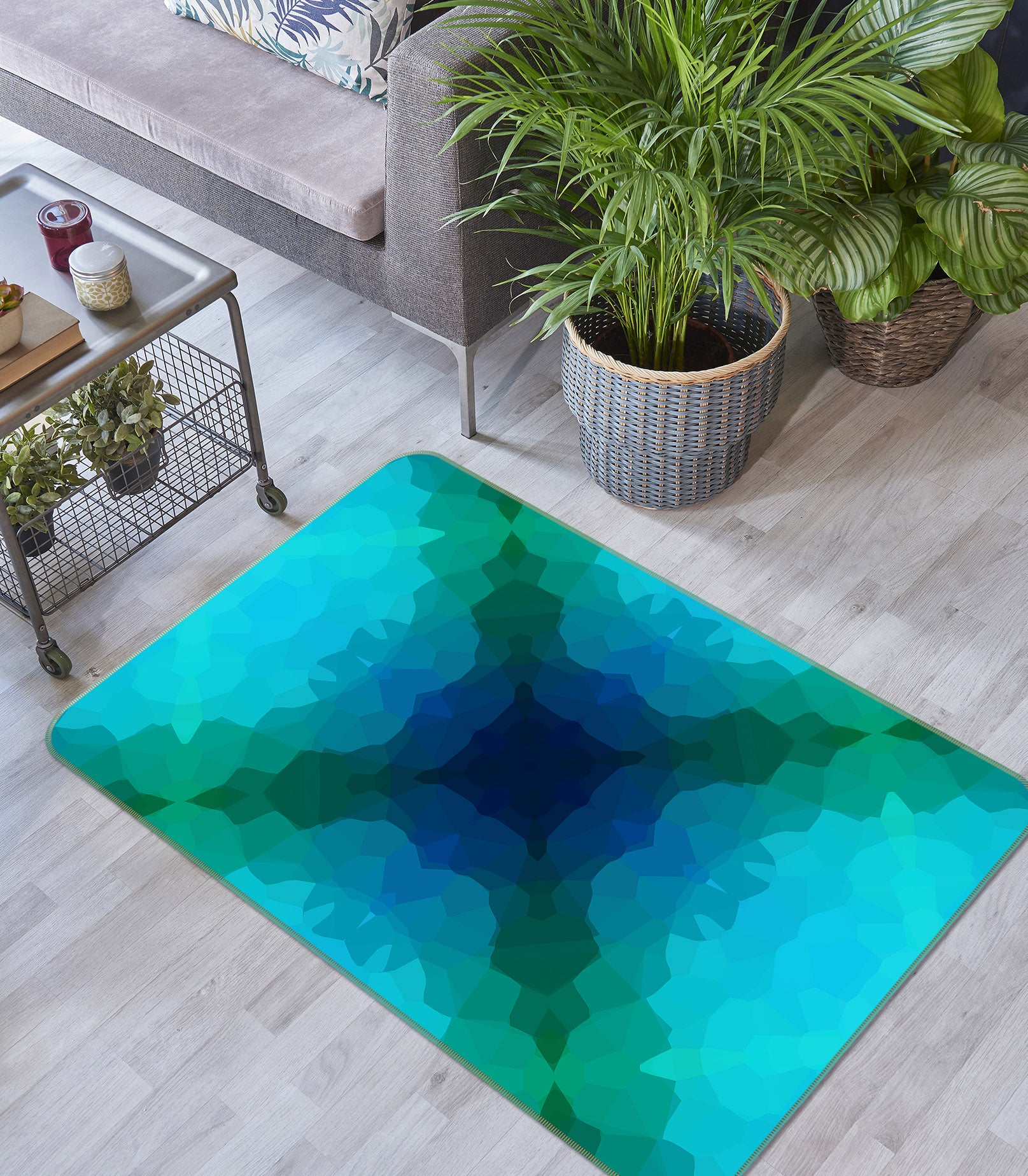 3D Shades Blue Green 71018 Shandra Smith Rug Non Slip Rug Mat