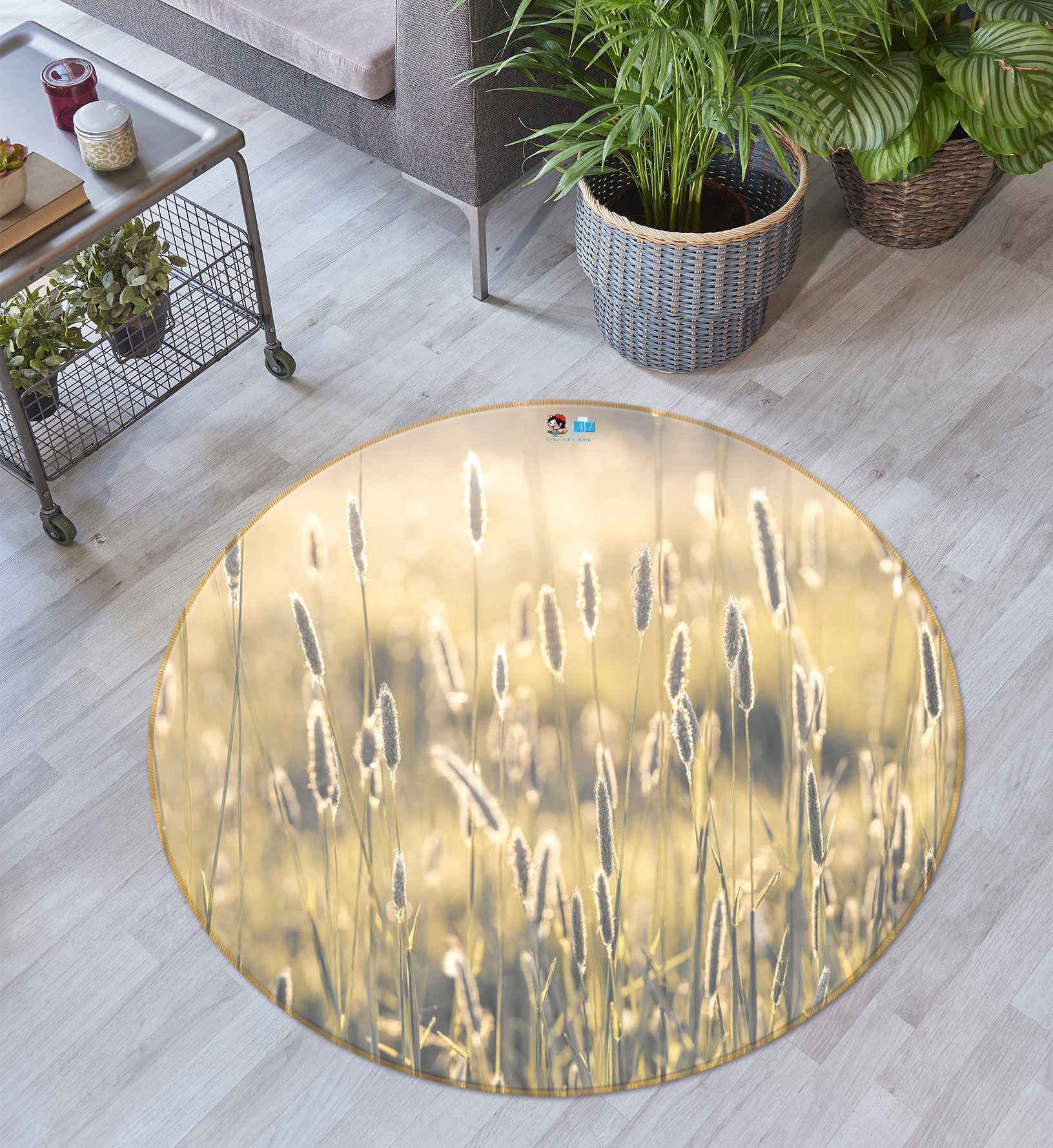 3D Prairie Light 7344 Assaf Frank Rug Round Non Slip Rug Mat