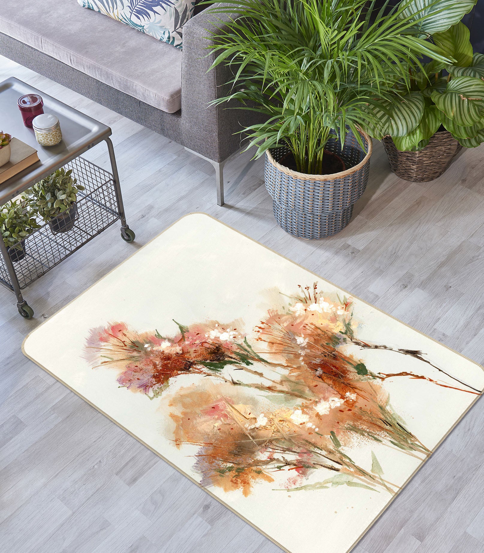 3D Bouquet 1003 Anne Farrall Doyle Rug Non Slip Rug Mat