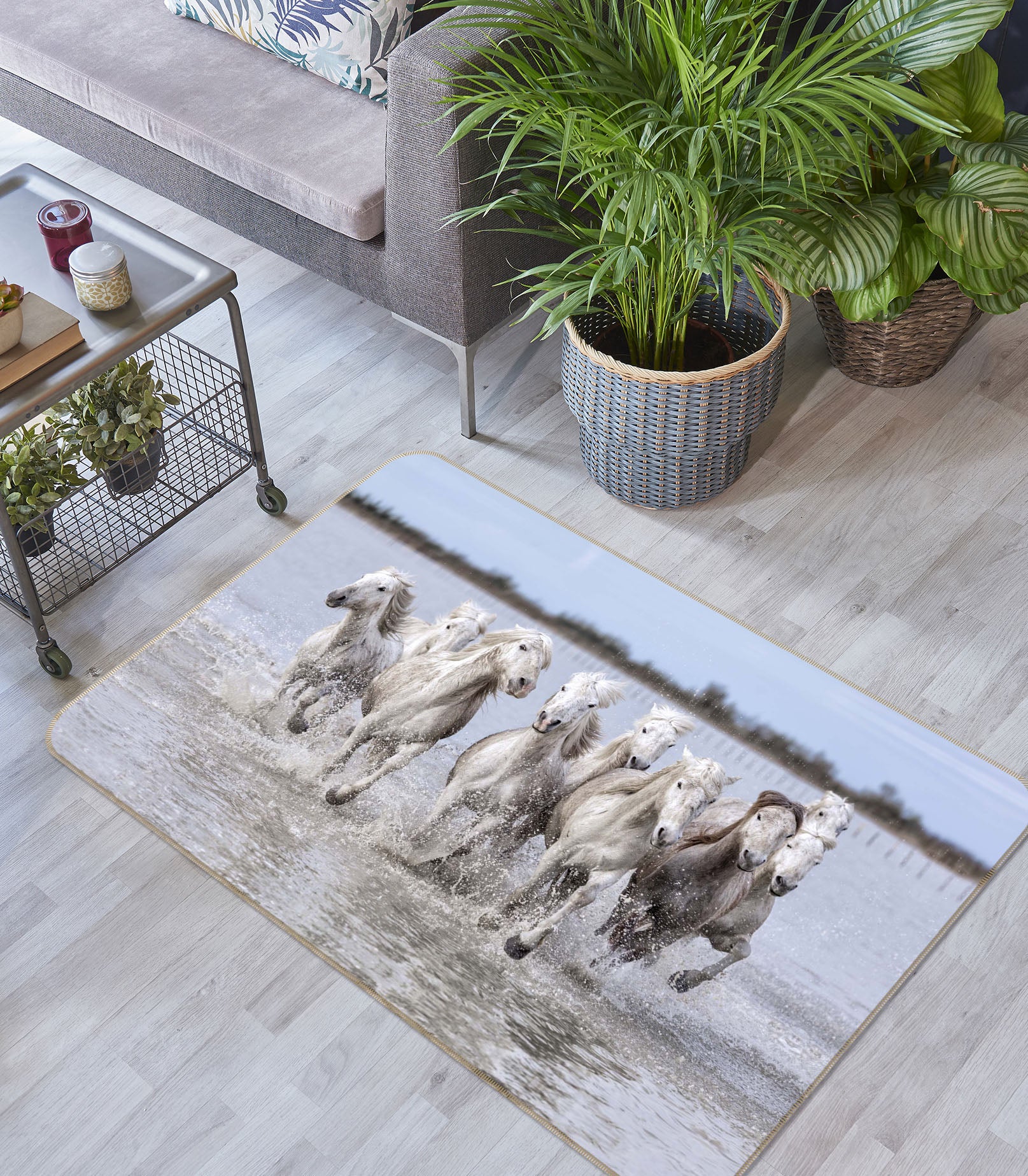 3D Galloping Horses 1078 Marco Carmassi Rug Non Slip Rug Mat