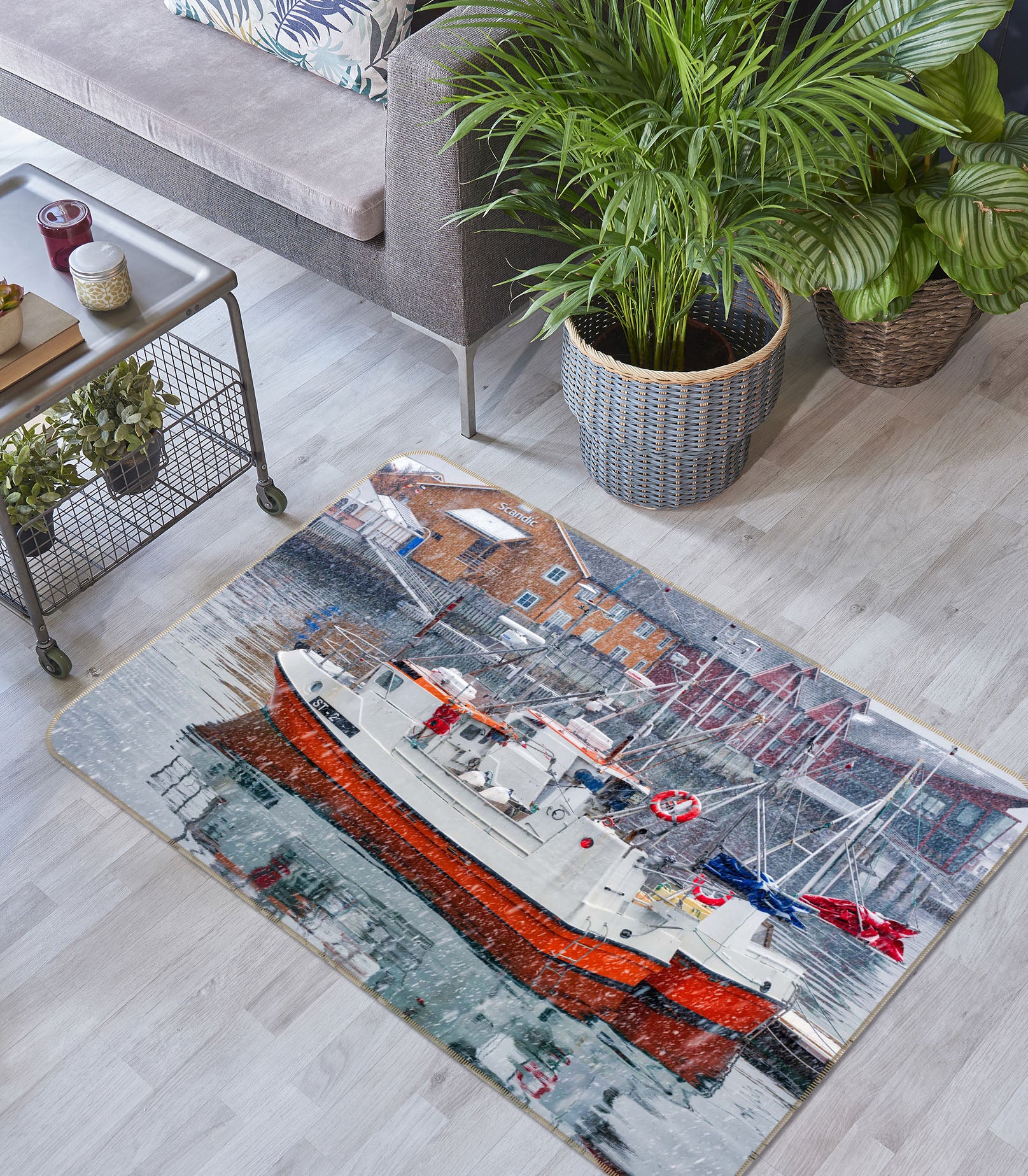 3D Red Ship 1055 Marco Carmassi Rug Non Slip Rug Mat