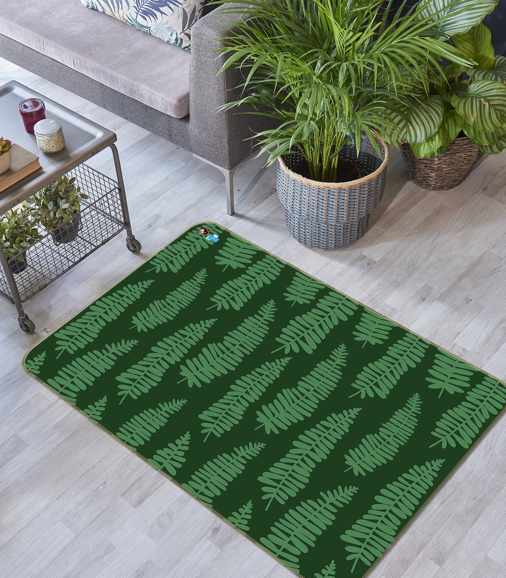 3D Green Leaves 10790 Kashmira Jayaprakash Rug Non Slip Rug Mat