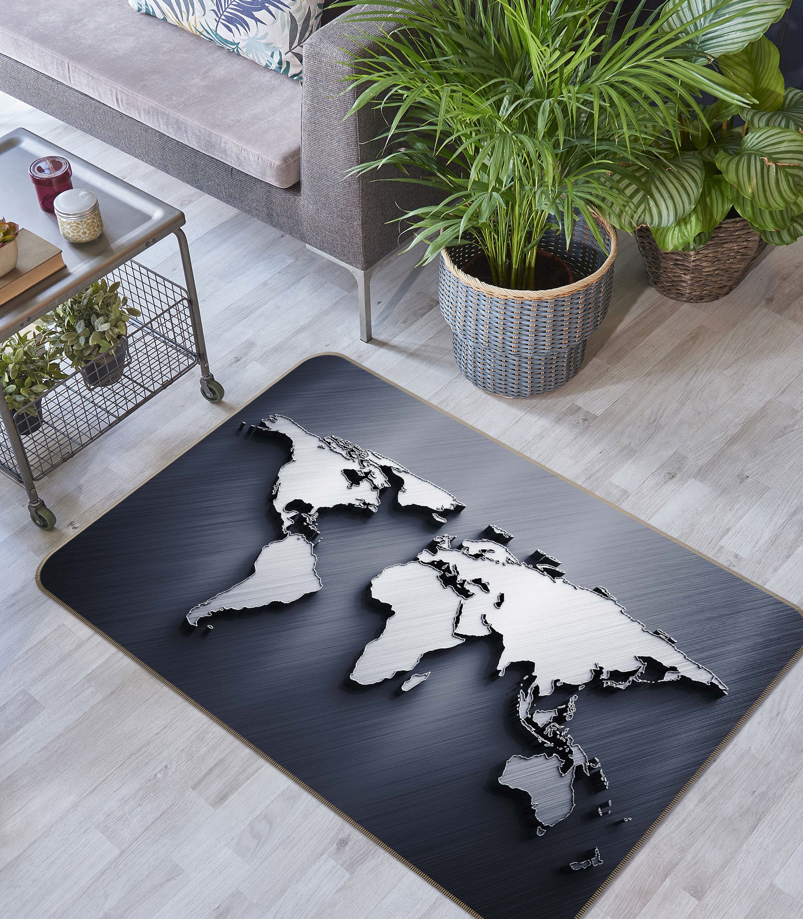 3D Pattern Patchwork 217 World Map Non Slip Rug Mat