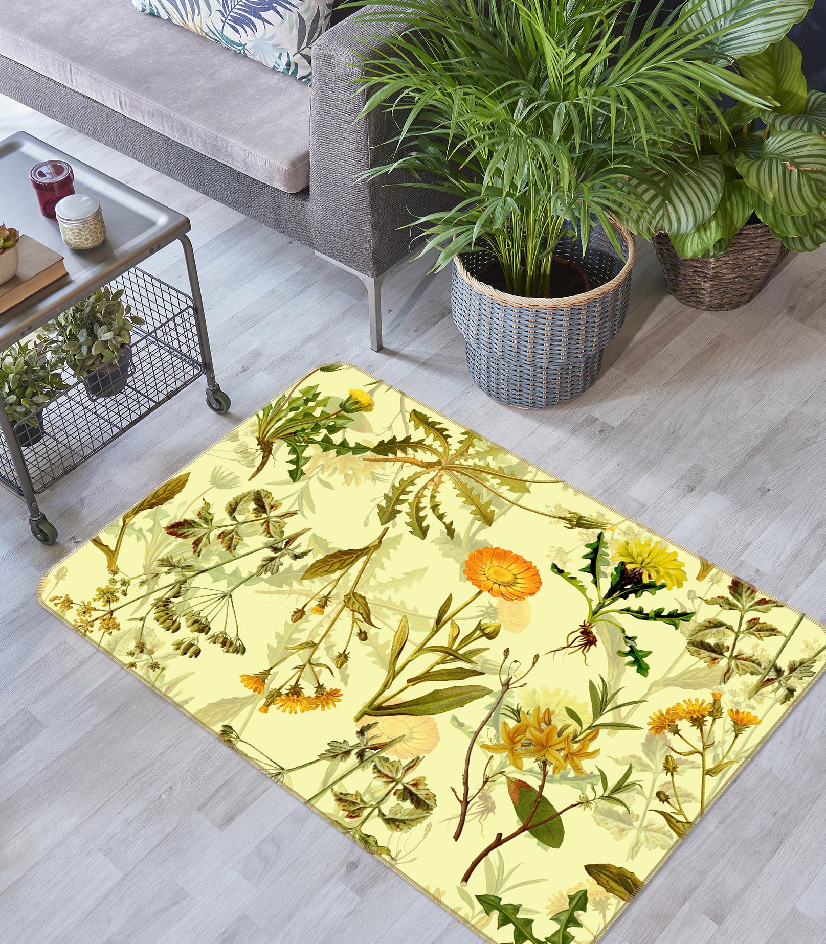 3D Chrysanthemum Leaves 111 Uta Naumann Rug Non Slip Rug Mat