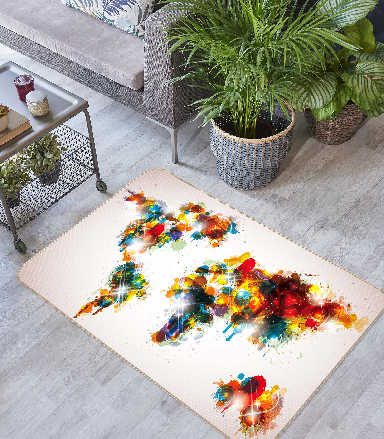3D Vibrant Colors 228 World Map Non Slip Rug Mat