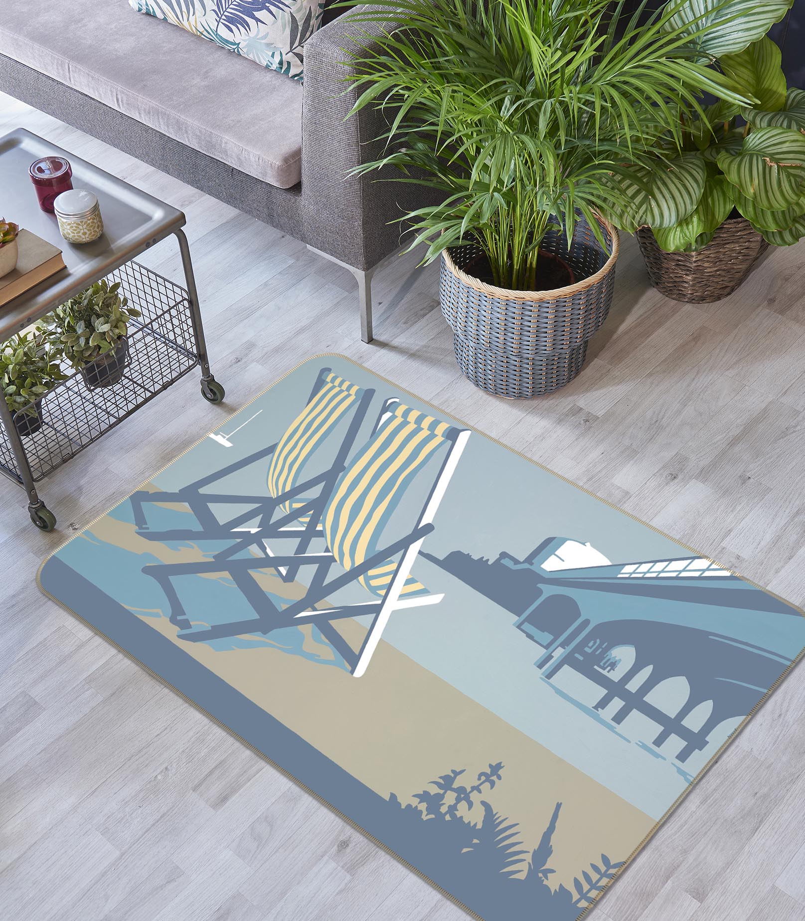 3D Bournemouth Pier And Deckchairs 1001 Steve Read Rug Non Slip Rug Mat