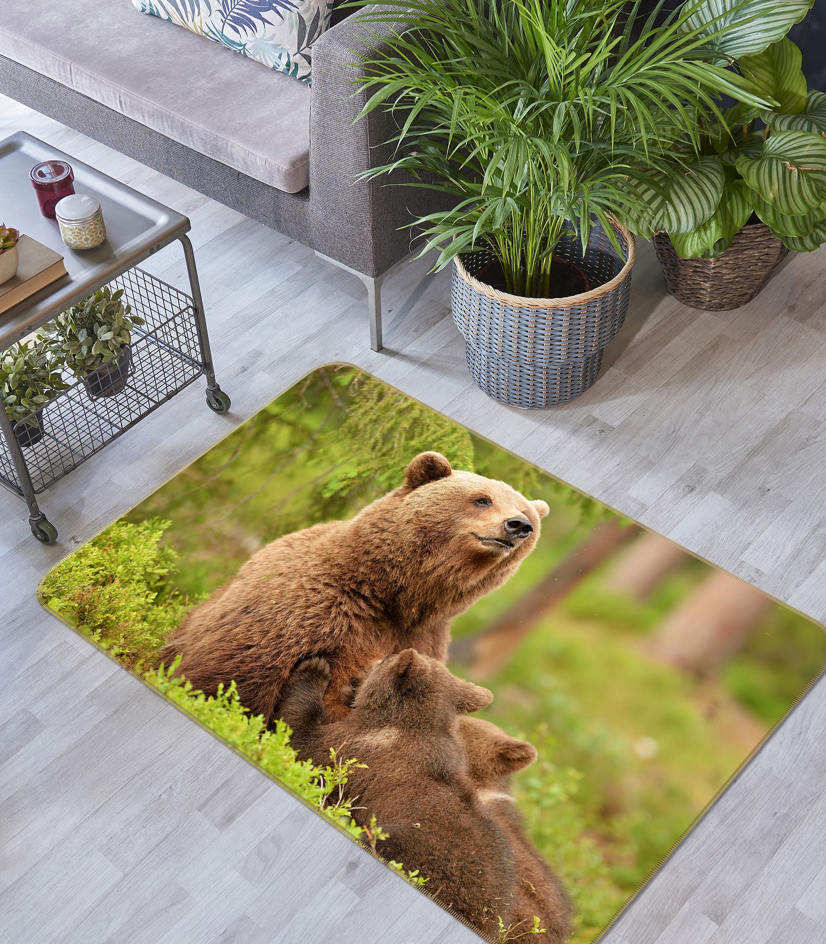 3D Brown Bear Lawn 064 Animal Non Slip Rug Mat