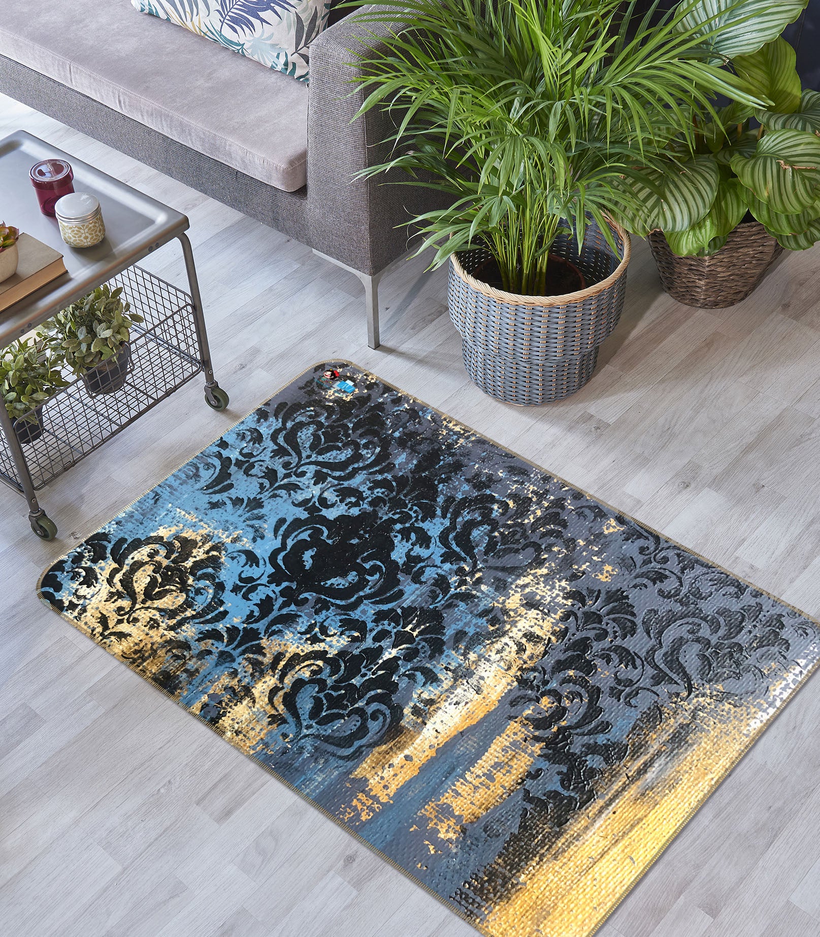 3D Blue Pattern Paint 1205 Skromova Marina Rug Non Slip Rug Mat