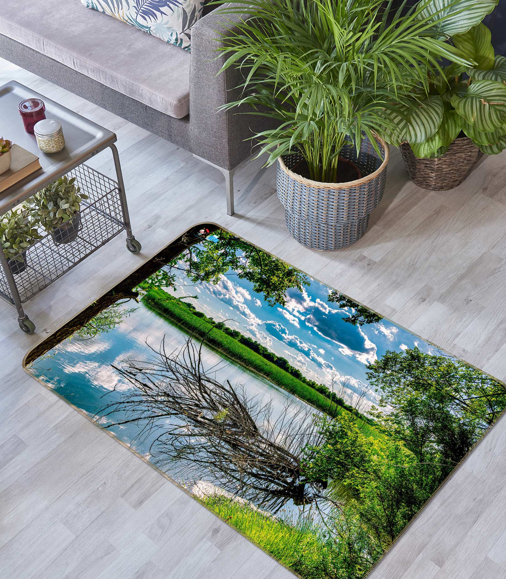 3D Cloud Lake Branches 5128 Beth Sheridan Rug Non Slip Rug Mat