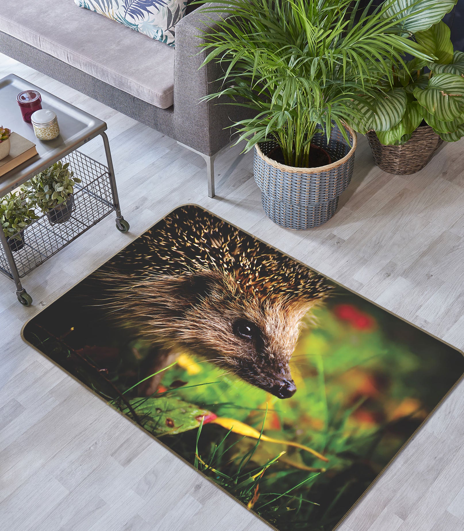 3D Hedgehog Grass 088 Animal Non Slip Rug Mat