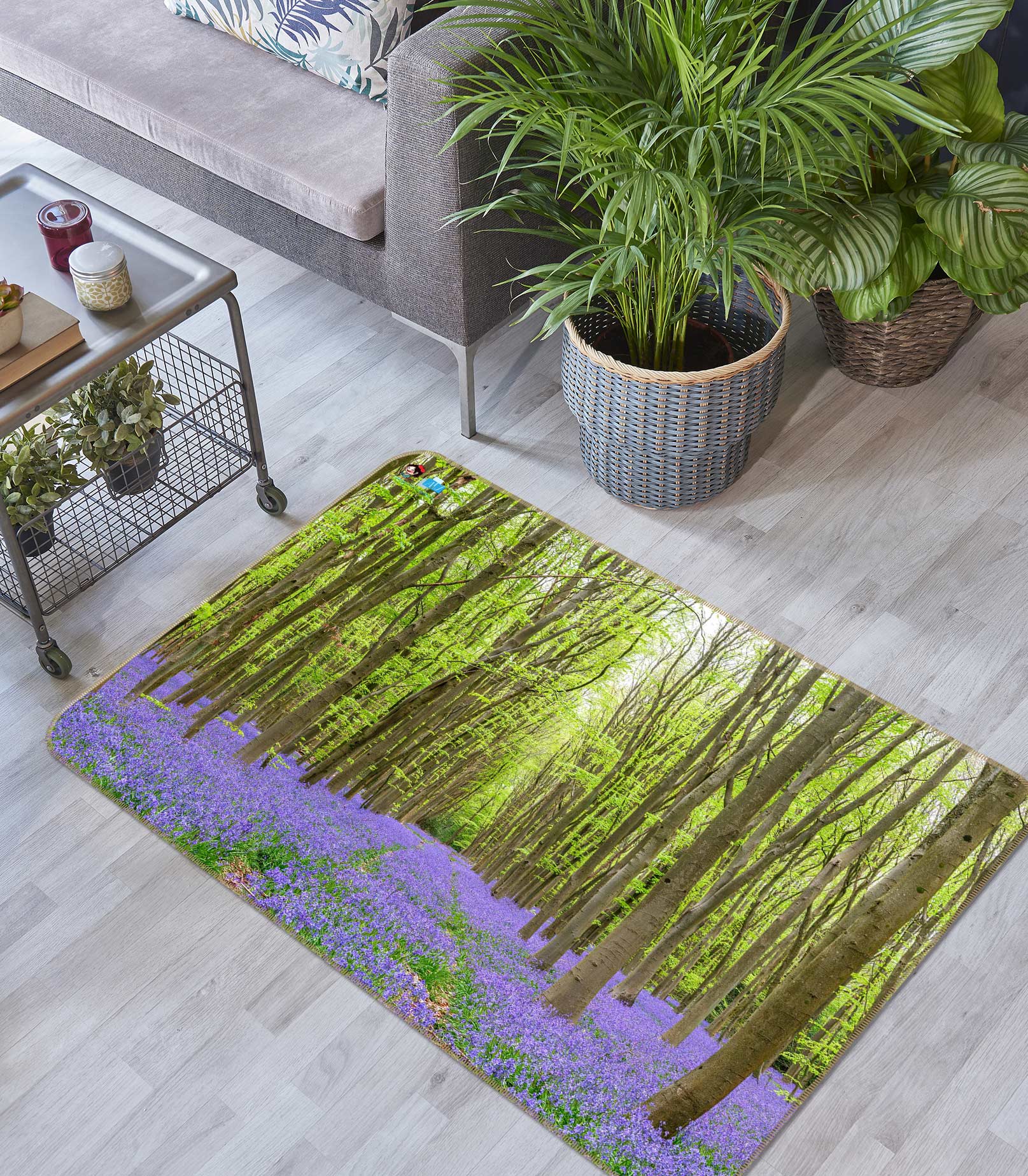 3D Purple Flower Forest 6898 Assaf Frank Rug Non Slip Rug Mat