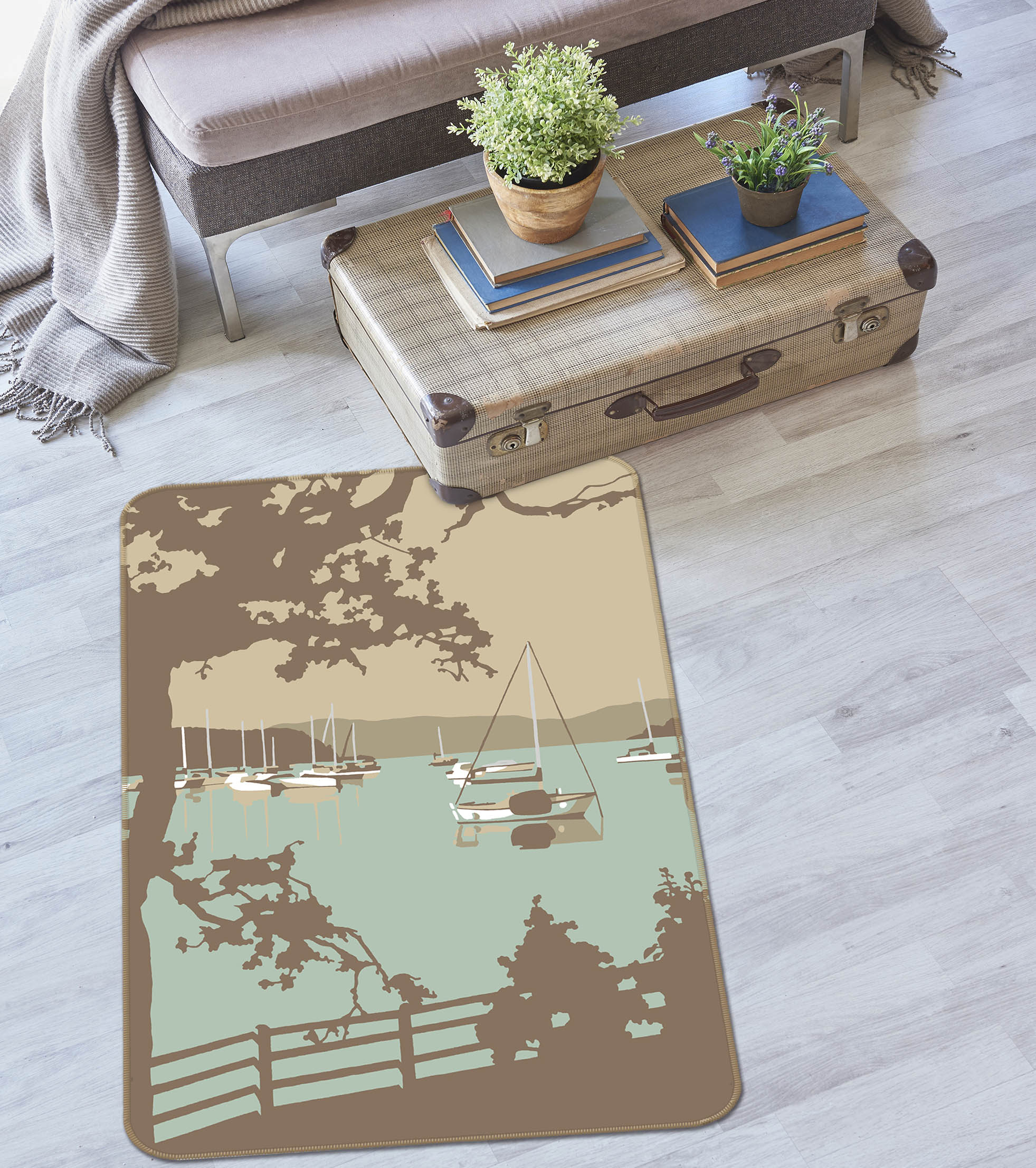 3D Poole Harbour View 1006 Steve Read Rug Non Slip Rug Mat