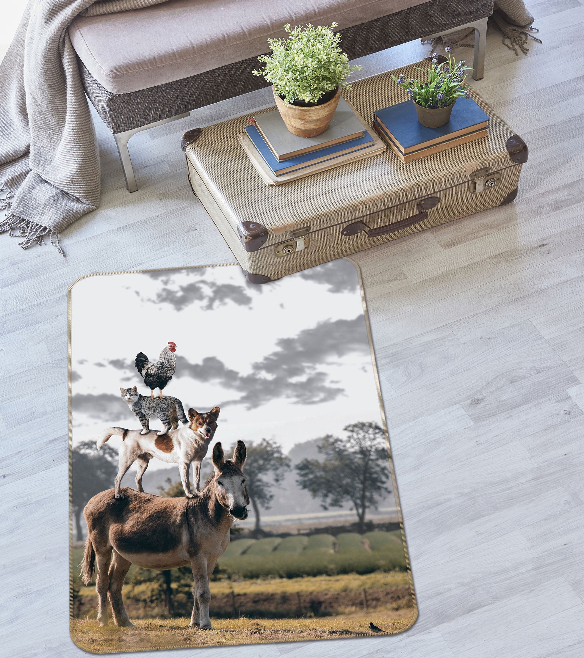 3D Donkey Puppy 157 Animal Non Slip Rug Mat
