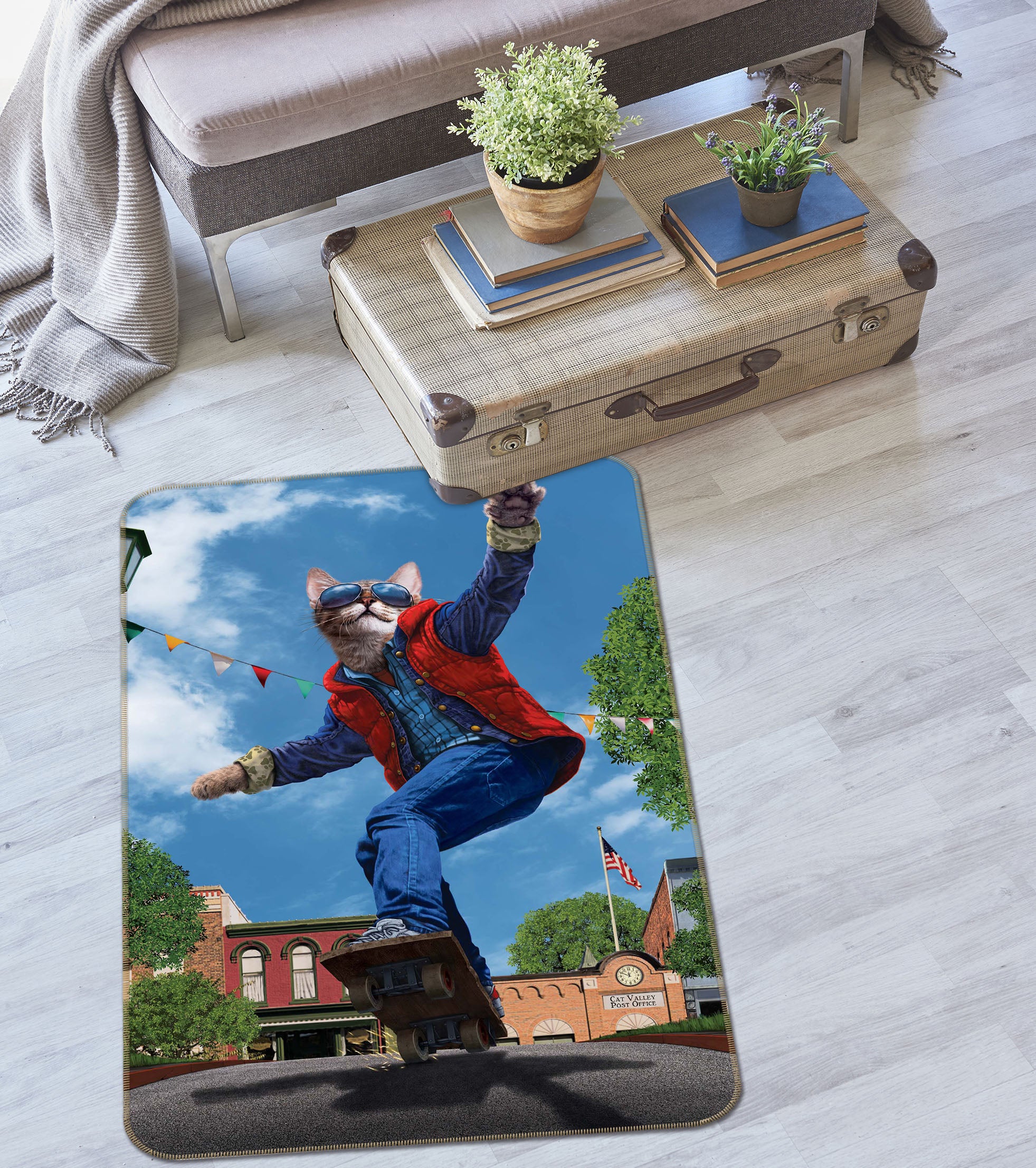 3D Cat To The Future 1017 Vincent Hie Rug Non Slip Rug Mat