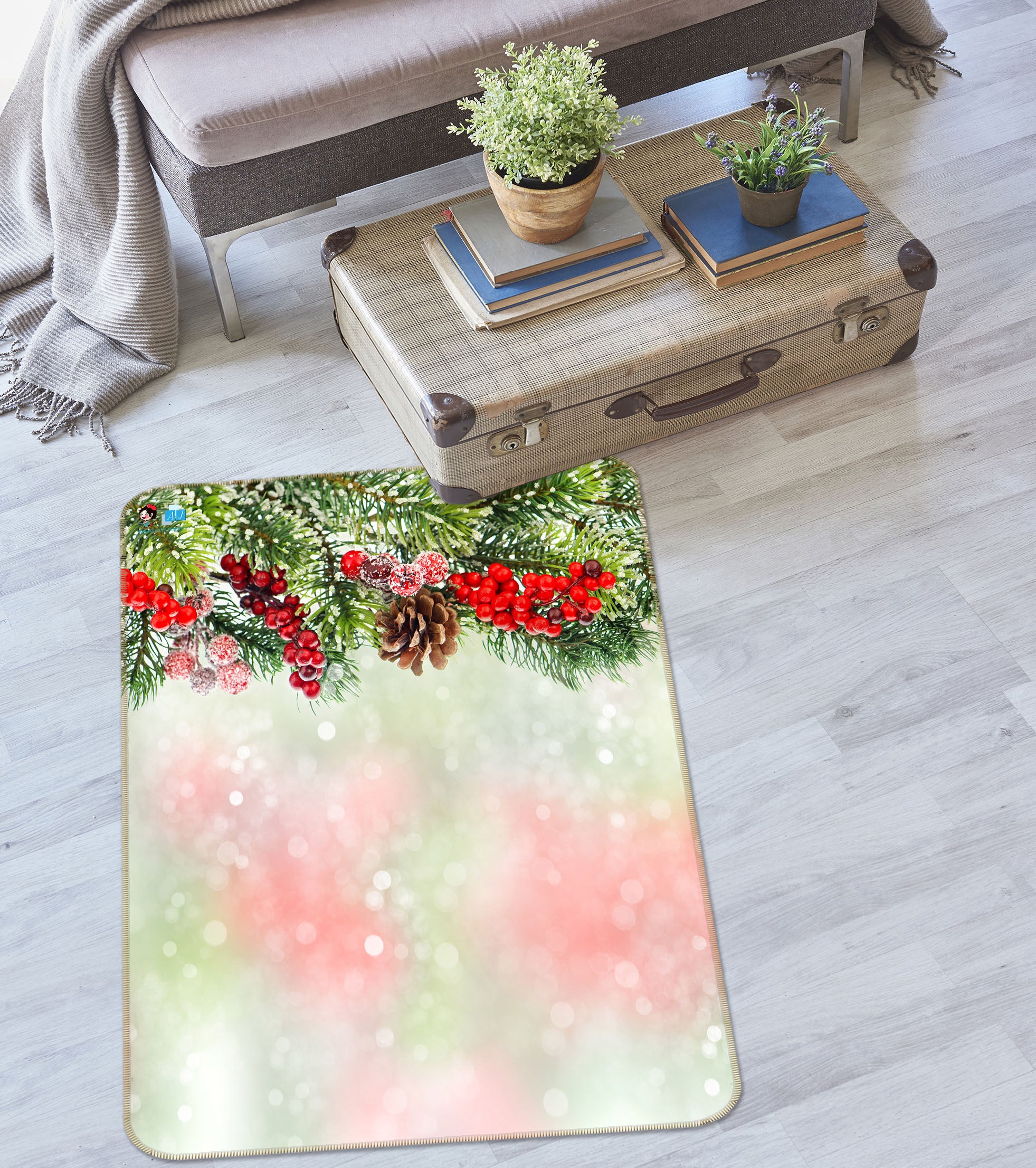 3D Branches 57022 Christmas Non Slip Rug Mat Xmas
