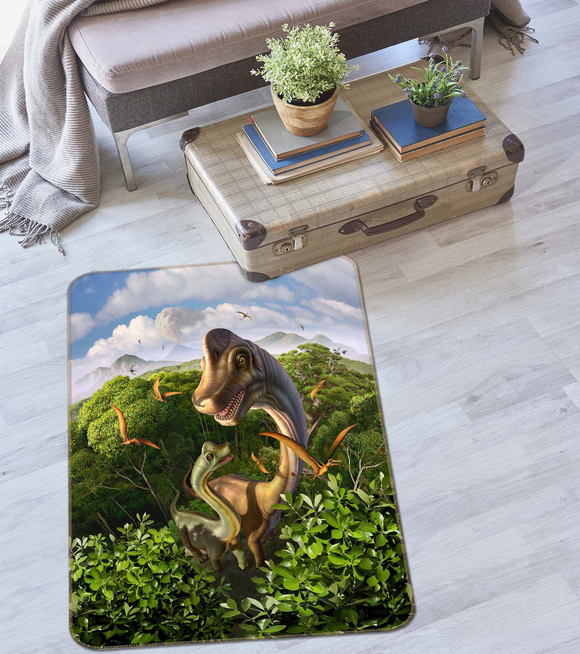 3D Long Necked Dragon 1068 Jerry LoFaro Rug Non Slip Rug Mat