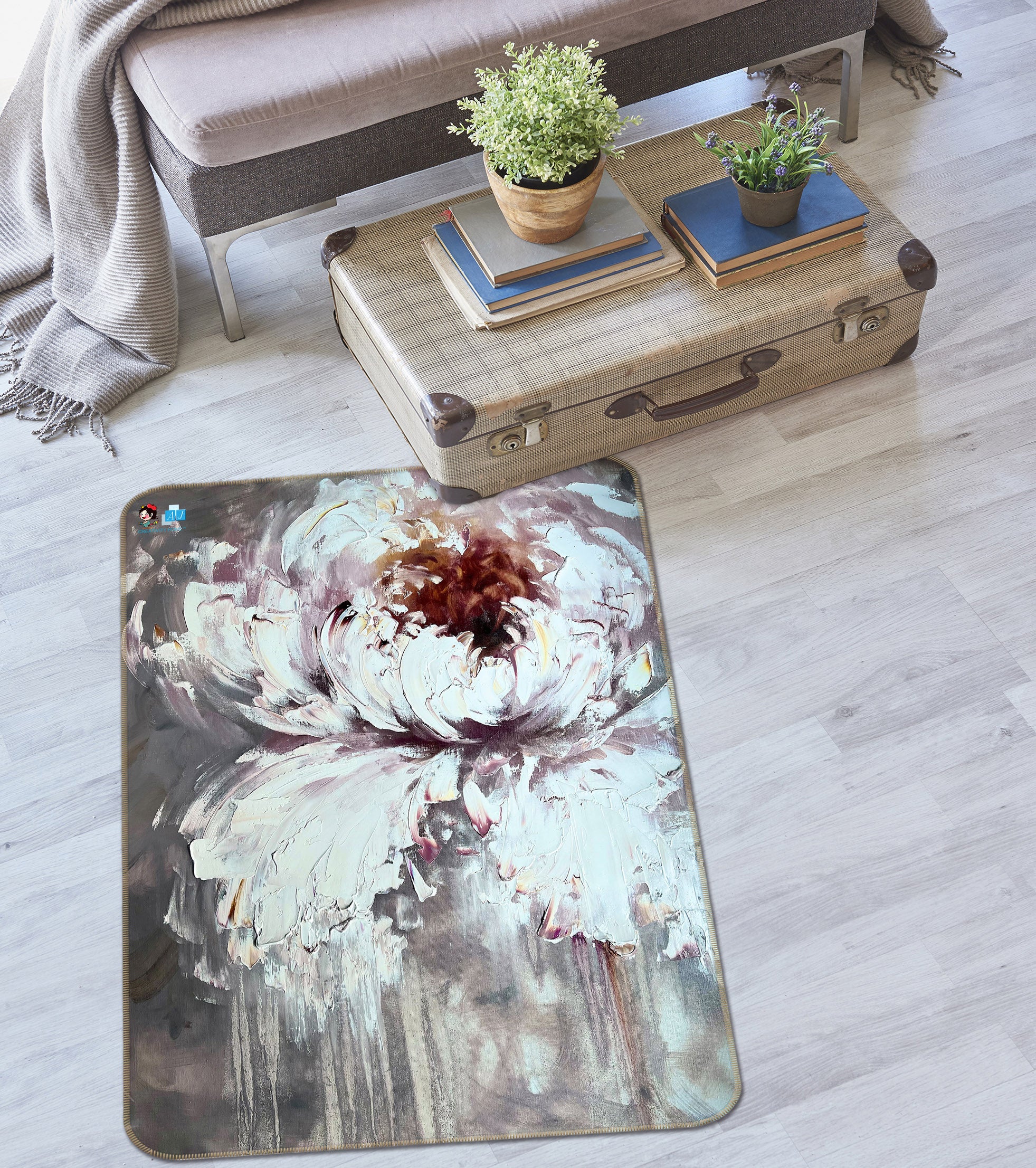 3D Watercolor Flowers 3862 Skromova Marina Rug Non Slip Rug Mat