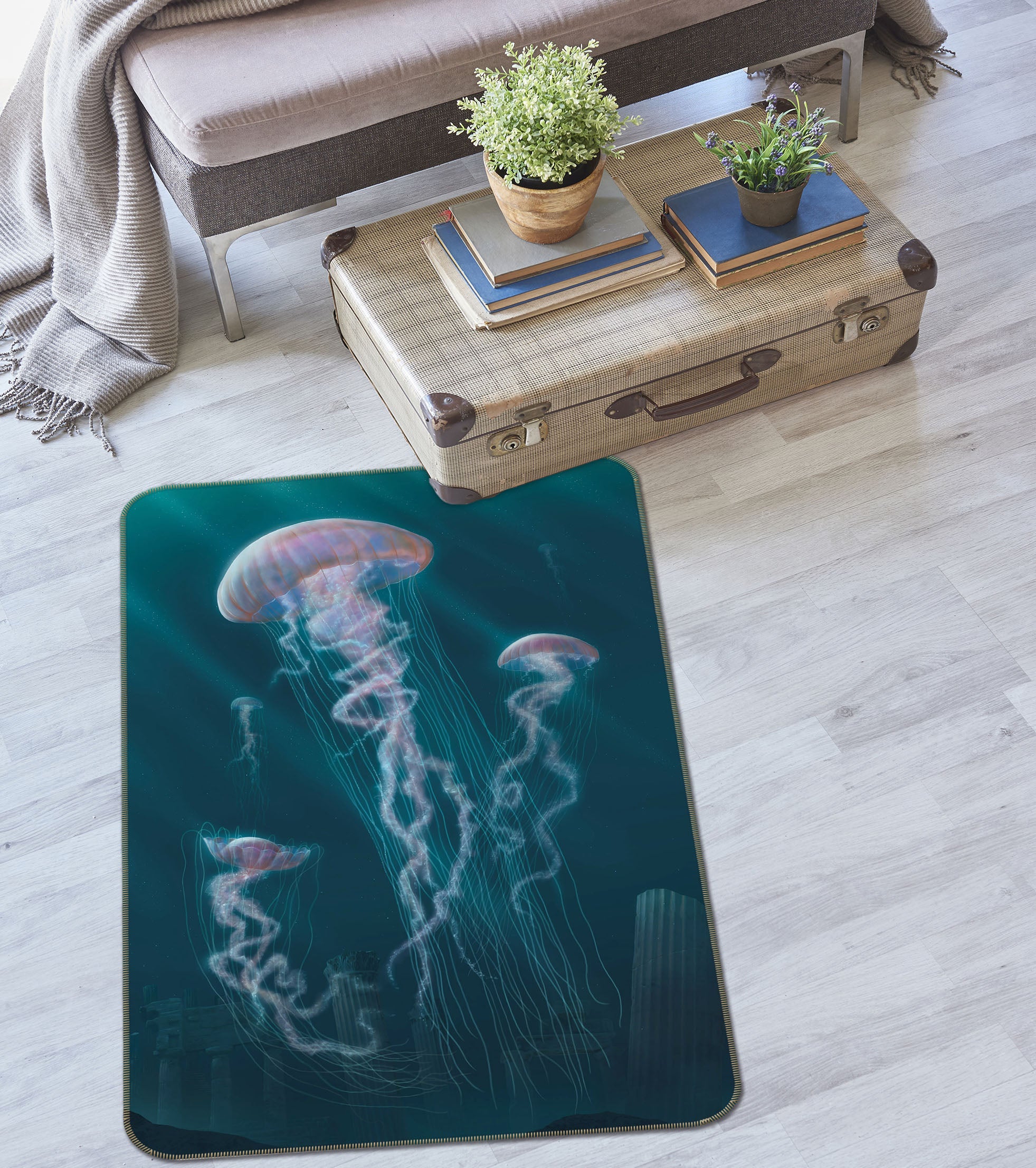 3D Jellyfish Def 1045 Vincent Hie Rug Non Slip Rug Mat