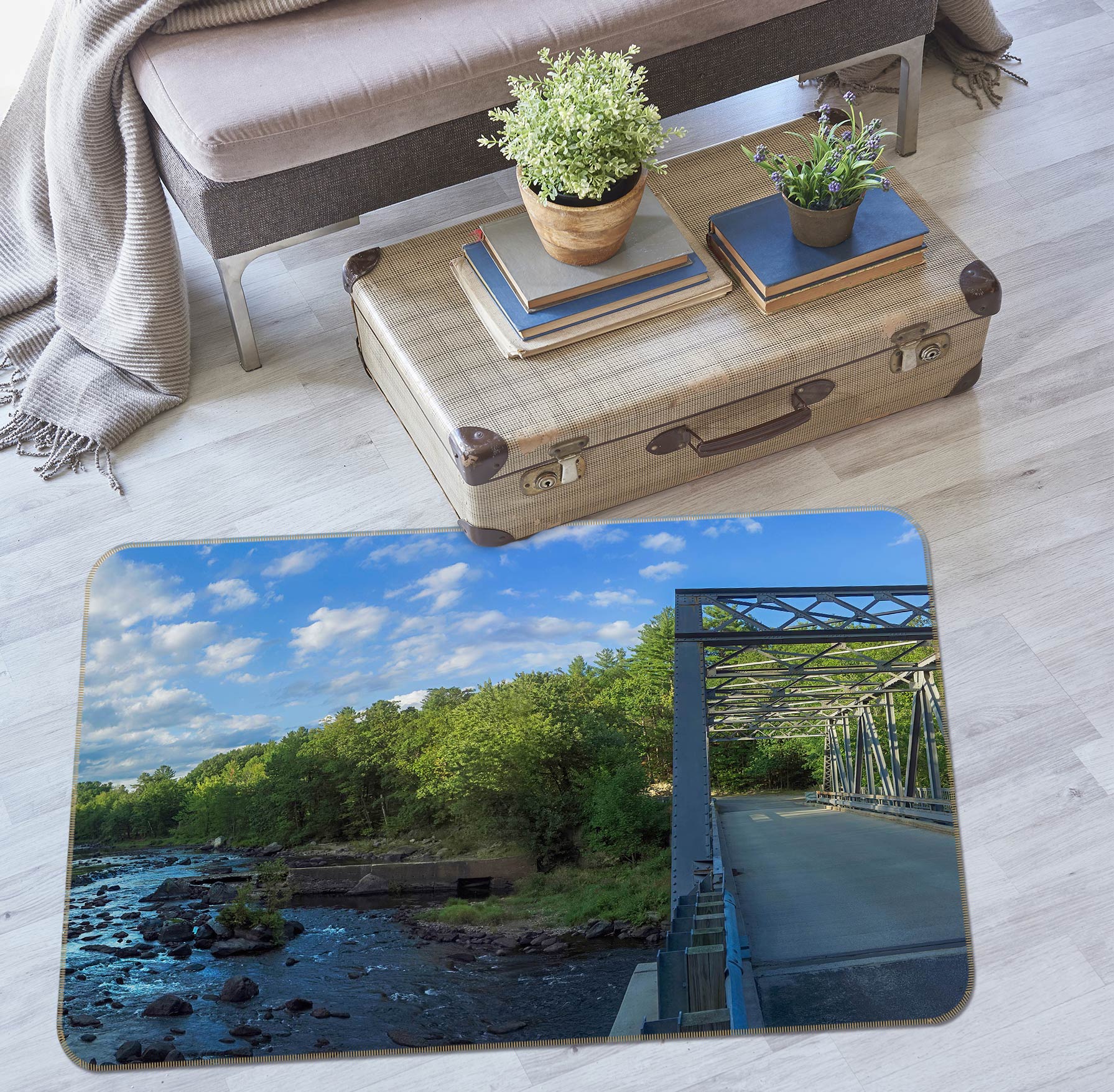 3D Steel Bridge 1022 Jerry LoFaro Rug Non Slip Rug Mat