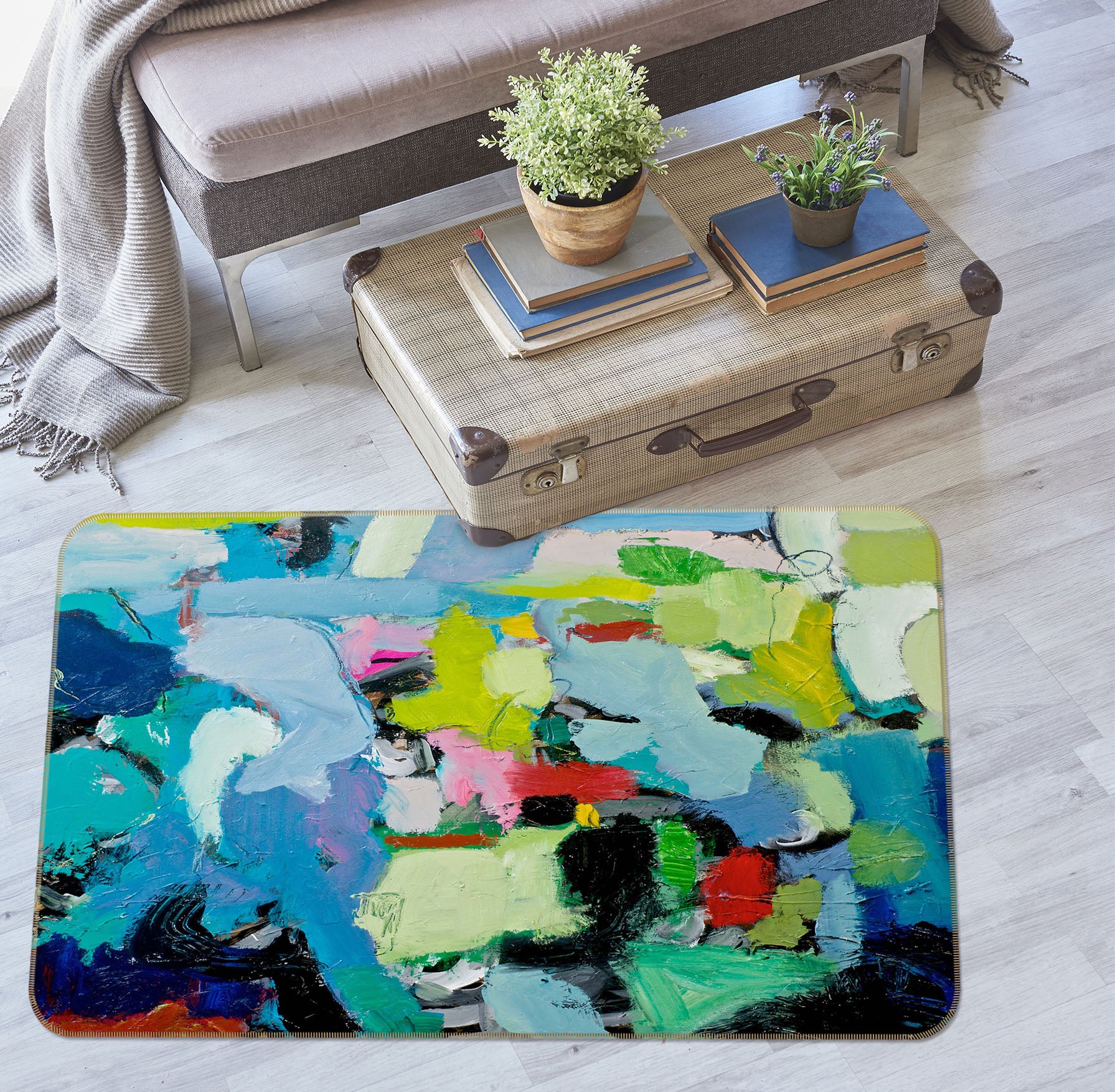 3D Blue Graffiti 1048 Allan P. Friedlander Rug Non Slip Rug Mat