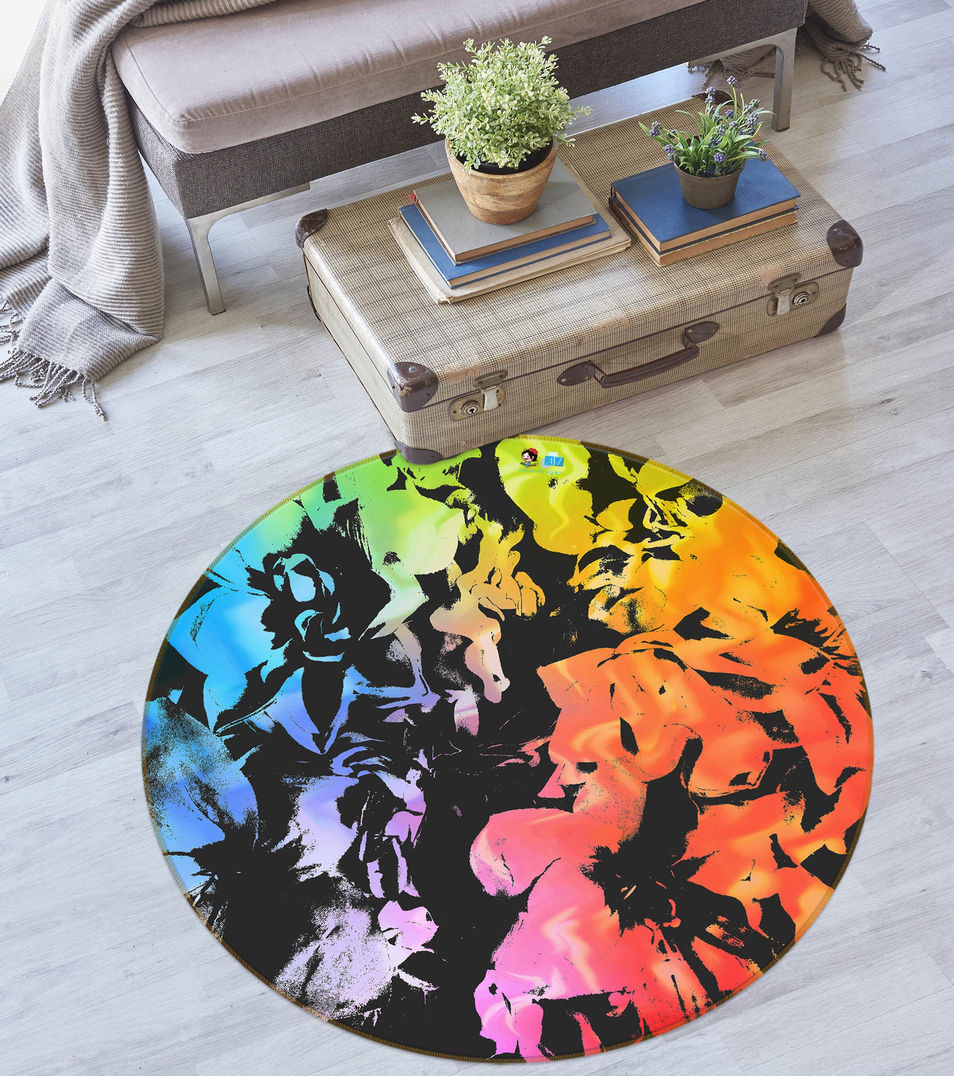 3D Colored 191103 Shandra Smith Rug Round Non Slip Rug Mat