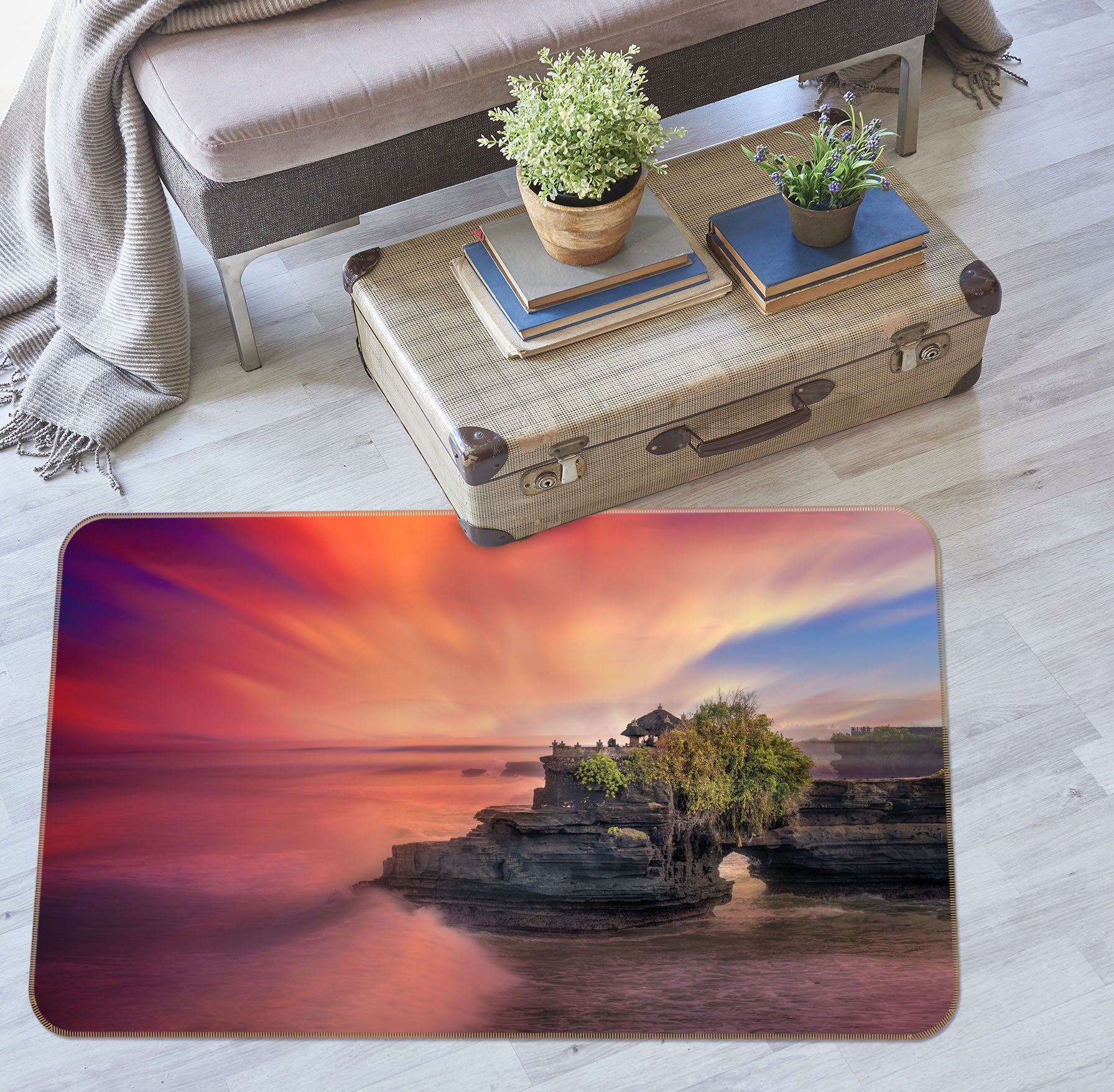 3D Red Sunset 1061 Marco Carmassi Rug Non Slip Rug Mat