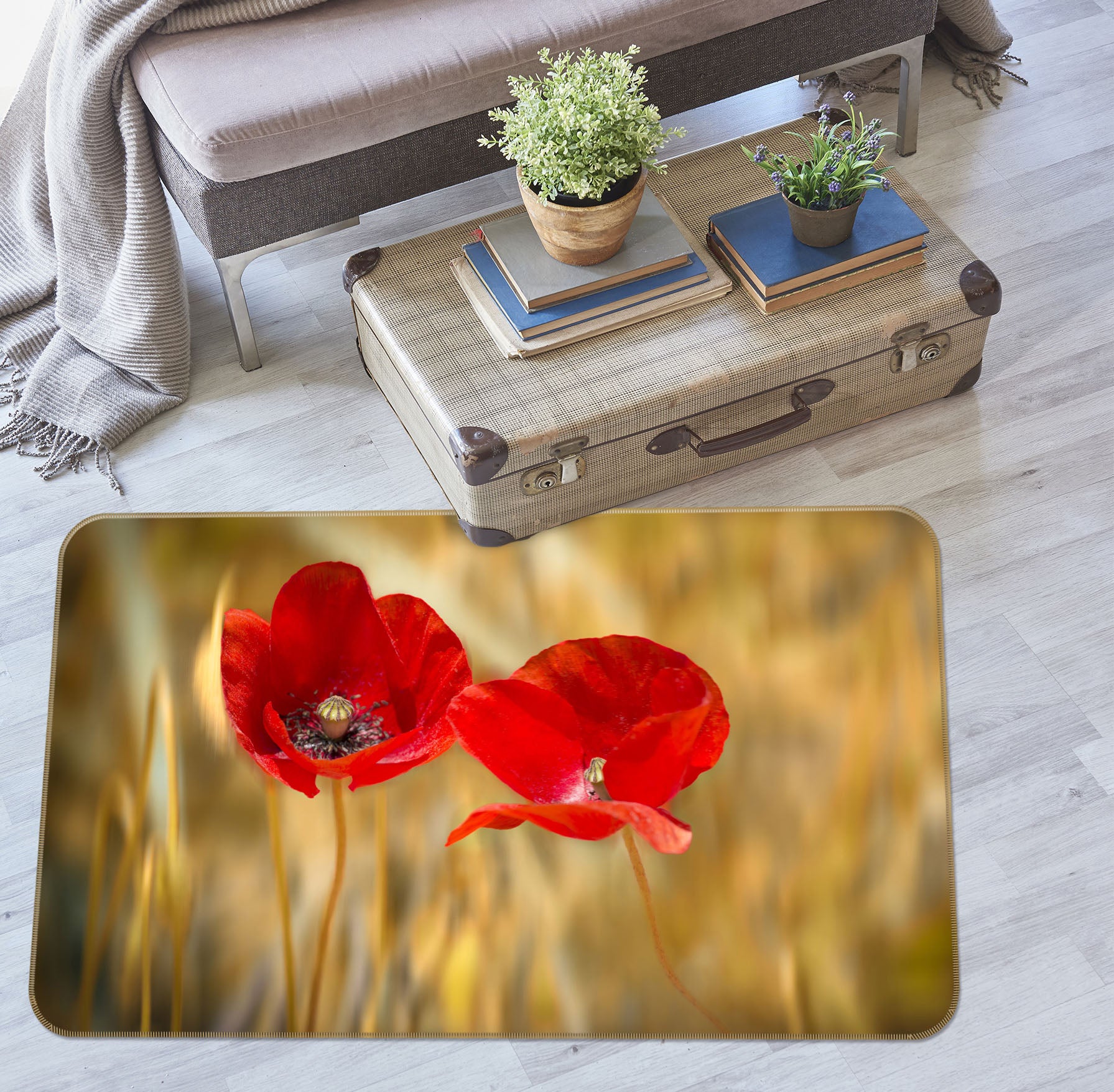 3D Red Flowers 1169 Marco Carmassi Rug Non Slip Rug Mat