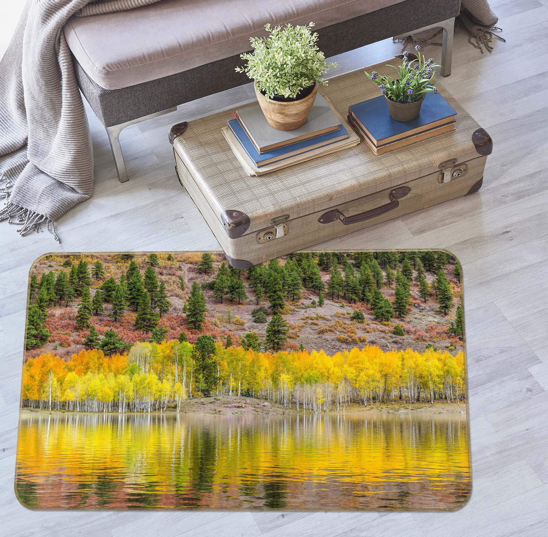 3D Yellow Forest 1049 Marco Carmassi Rug Non Slip Rug Mat