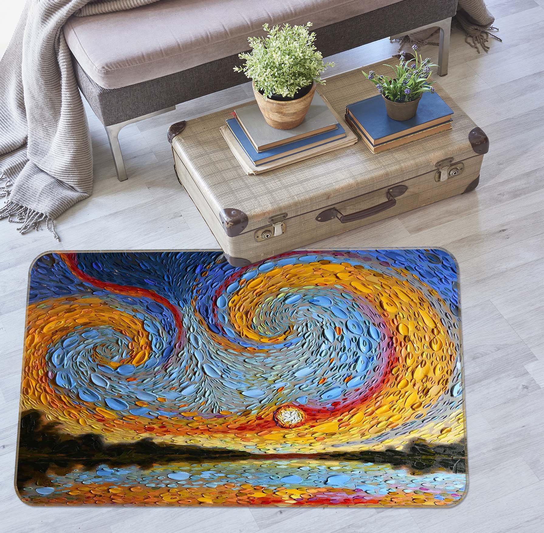 3D Shell Sunset 1012 Dena Tollefson Rug Non Slip Rug Mat