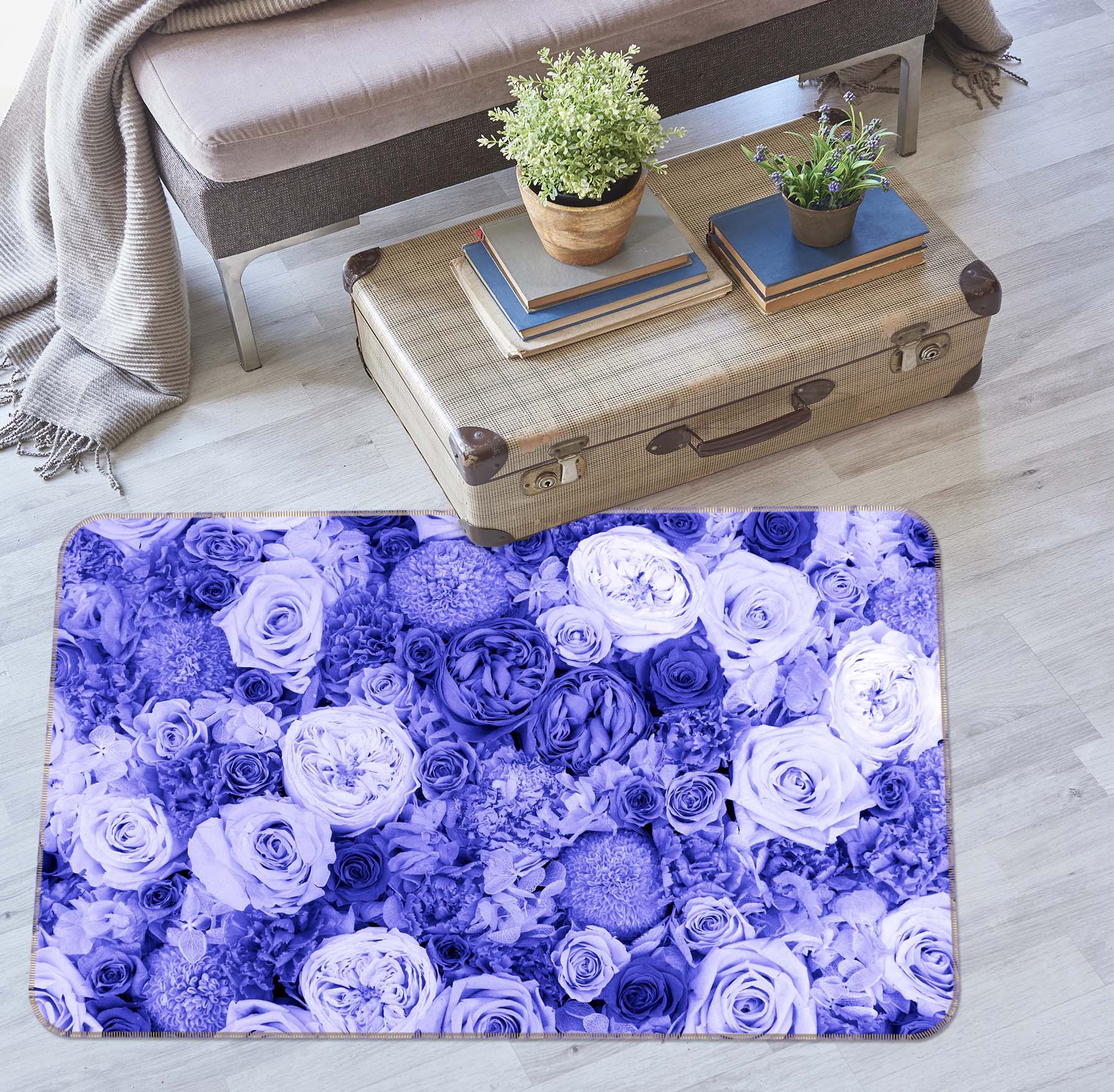 3D Purple Rose 1002 Noirblanc777 Rug Non Slip Rug Mat