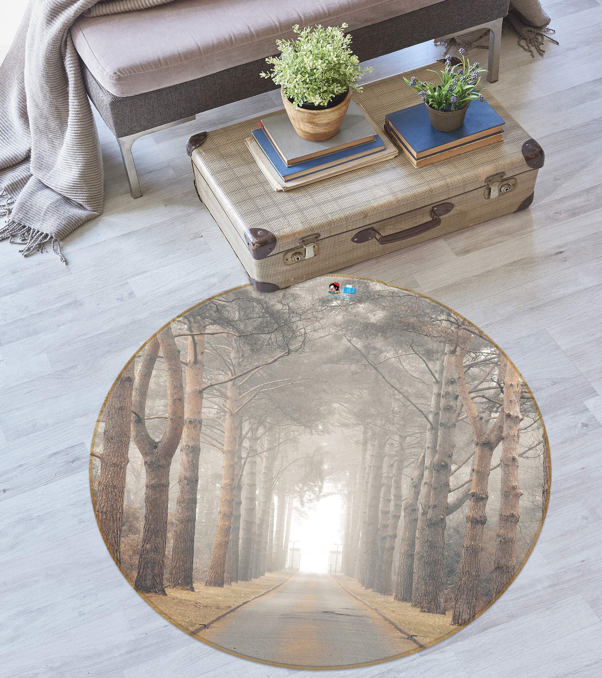3D Tree Branch 7583 Assaf Frank Rug Round Non Slip Rug Mat
