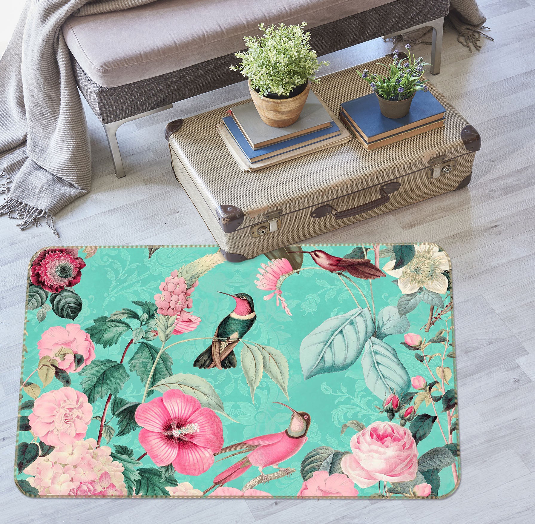 3D Flower Bird 1021 Andrea haase Rug Non Slip Rug Mat