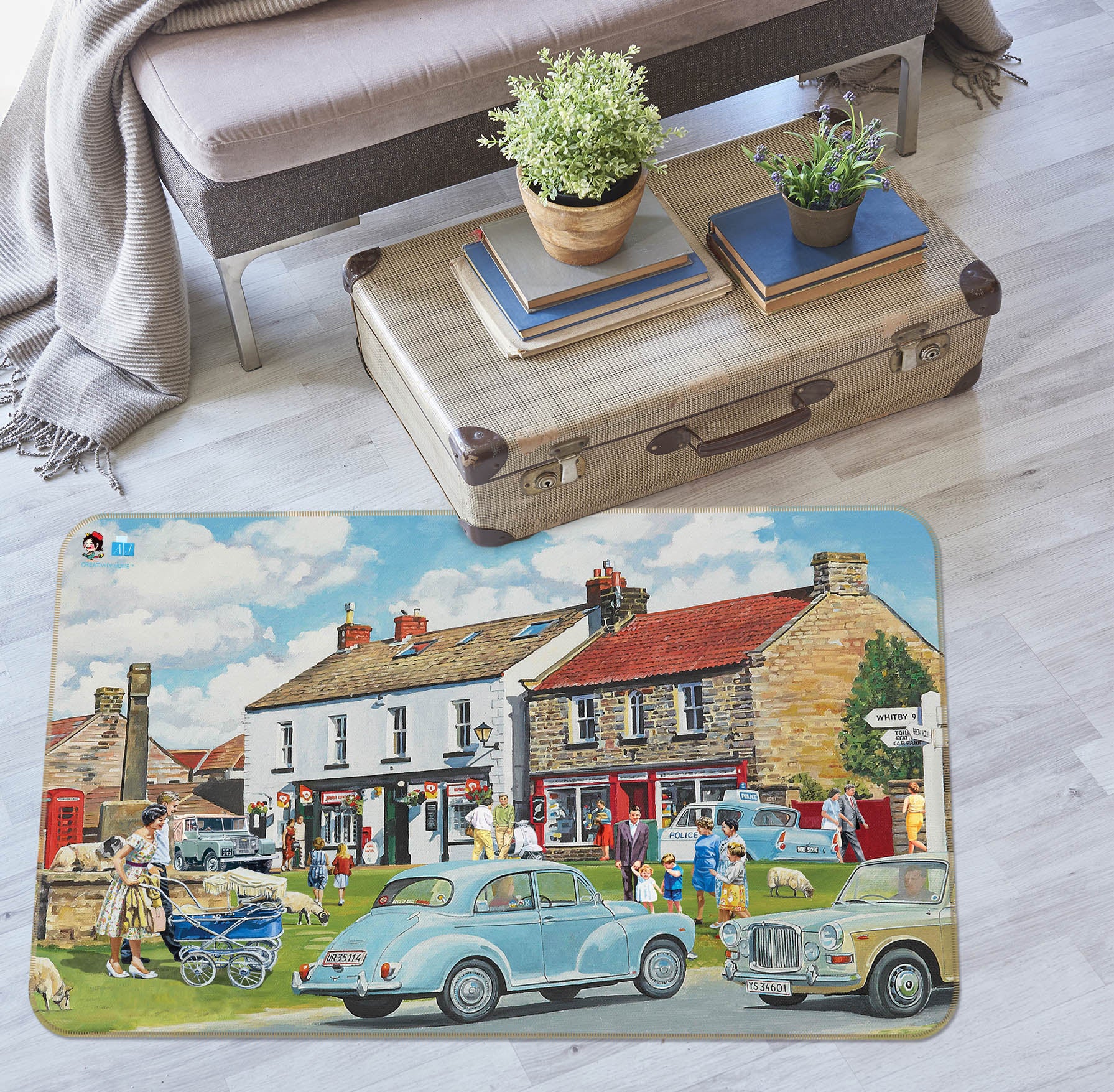 3D House Car 8915 Trevor Mitchell Rug Non Slip Rug Mat