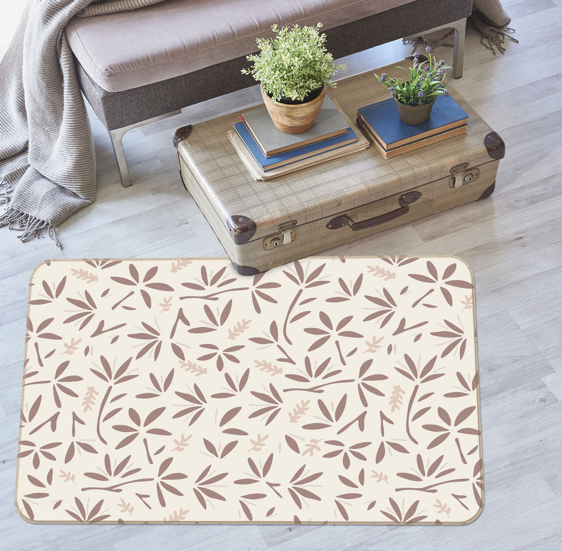 3D Leaves Pattern 1105 Jillian Helvey Rug Non Slip Rug Mat