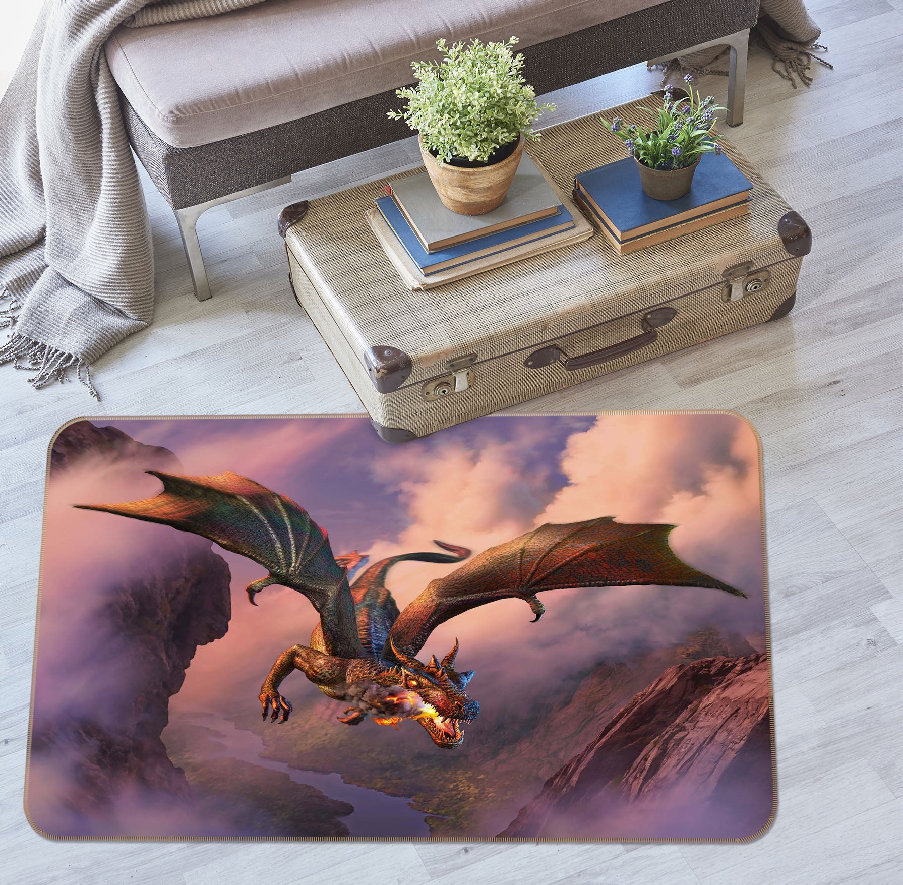 3D Fire Flight 1057 Jerry LoFaro Rug Non Slip Rug Mat