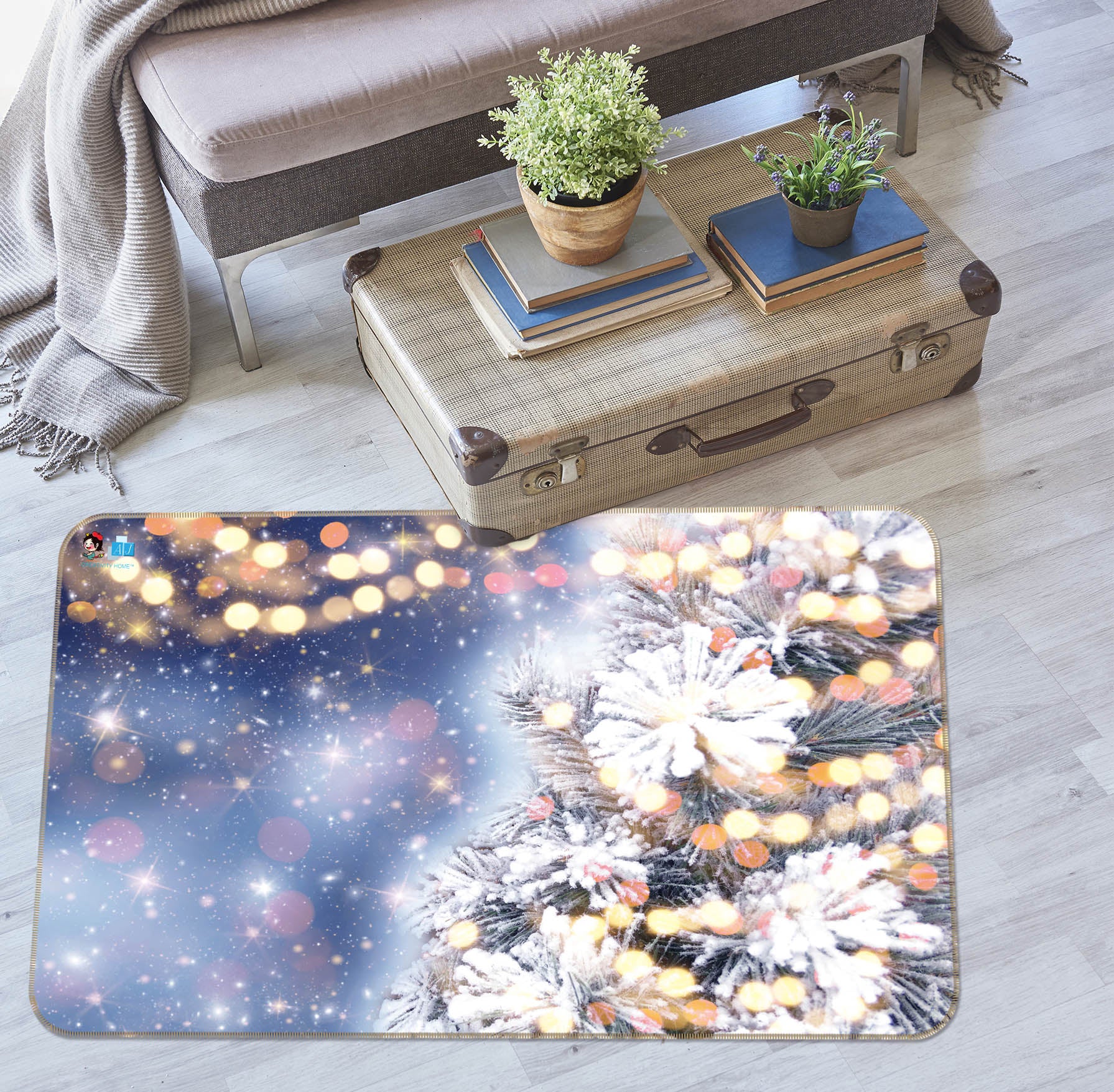 3D Branch Snow 57003 Christmas Non Slip Rug Mat Xmas