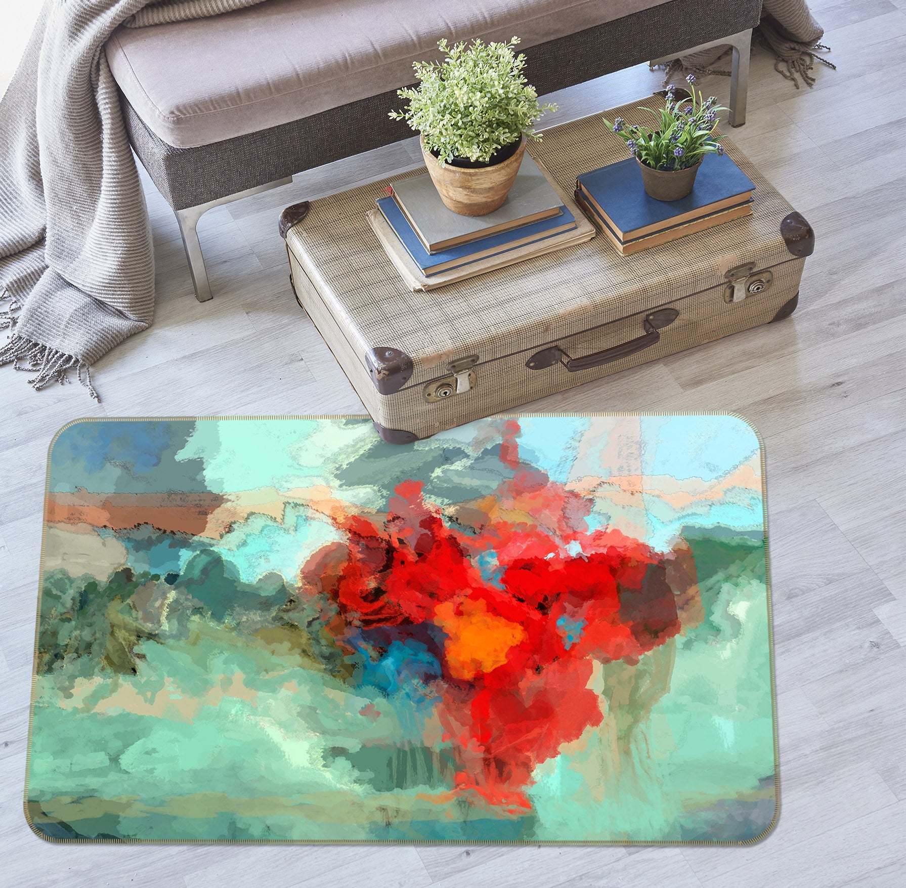 3D Red Pattern 1042 Michael Tienhaara Rug Non Slip Rug Mat