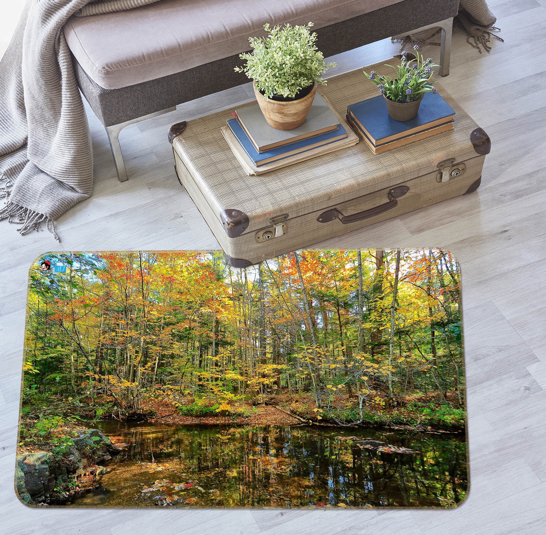 3D Pond Reflections 62222 Kathy Barefield Rug Non Slip Rug Mat