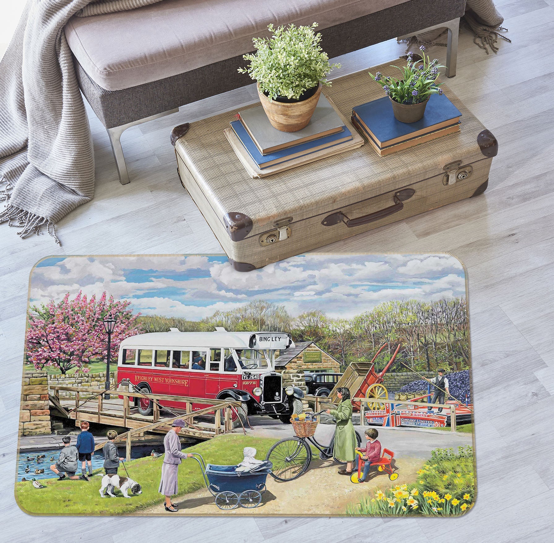 3D The Old Swing Bridge 1113 Trevor Mitchell Rug Non Slip Rug Mat