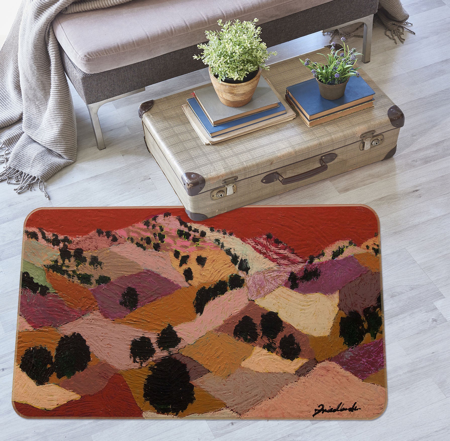 3D Valley Tree 1004 Allan P. Friedlander Rug Non Slip Rug Mat