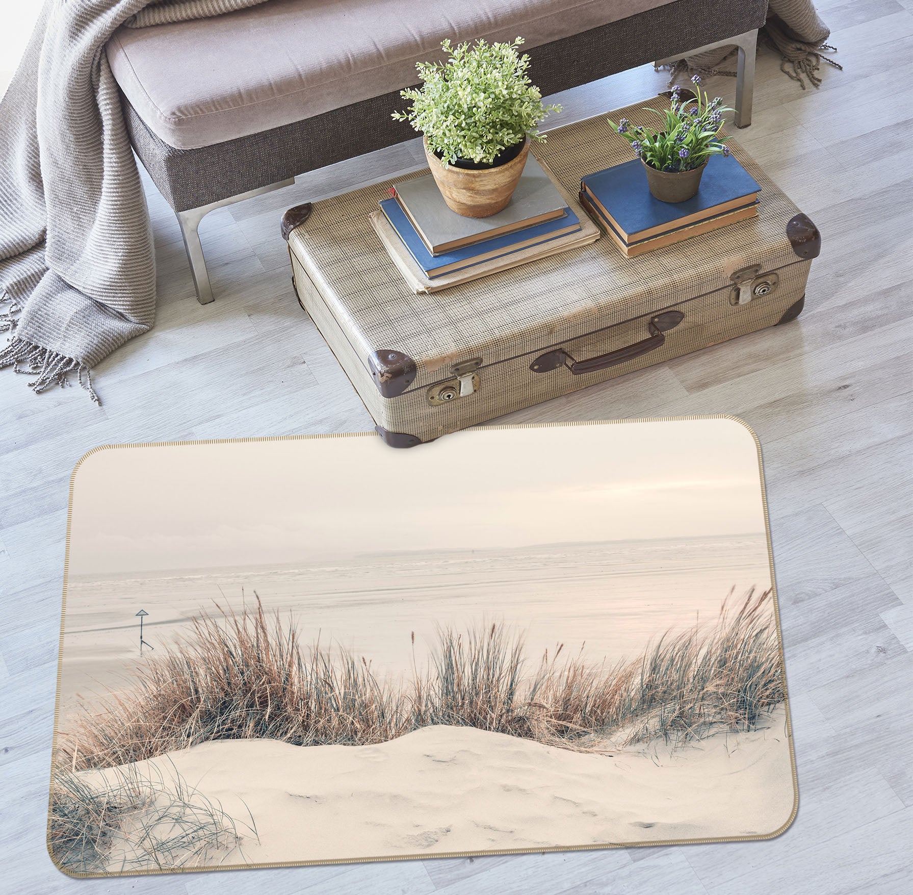 3D White Sand Beach 175 Assaf Frank Rug Non Slip Rug Mat