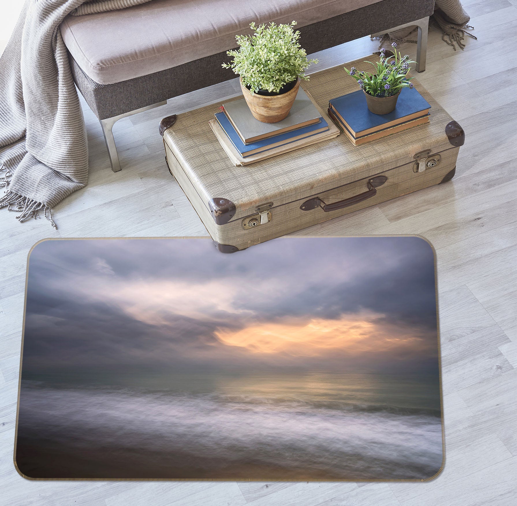 3D White Wave 1119 Marco Carmassi Rug Non Slip Rug Mat