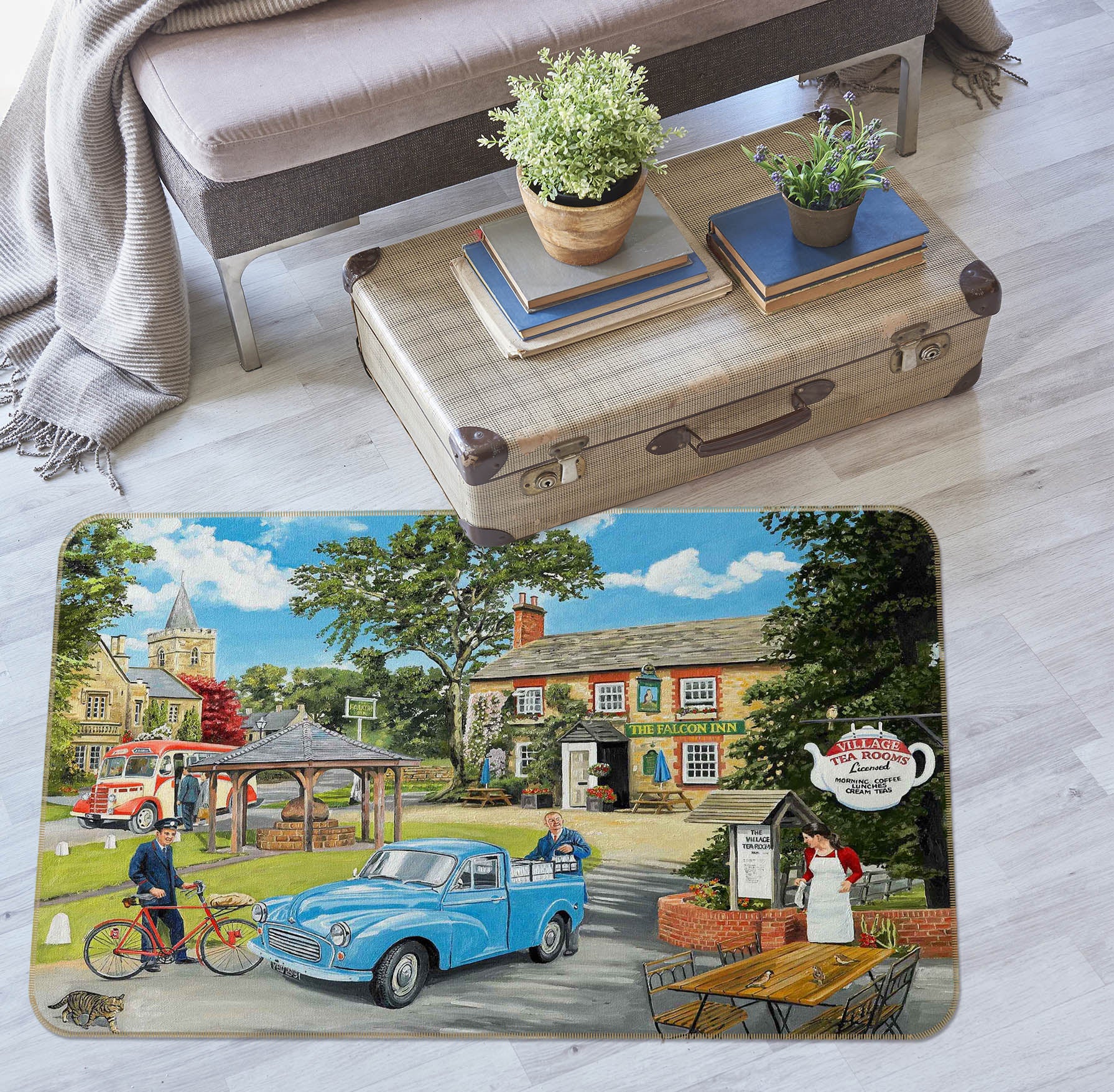 3D The Village Tearooms 1126 Trevor Mitchell Rug Non Slip Rug Mat