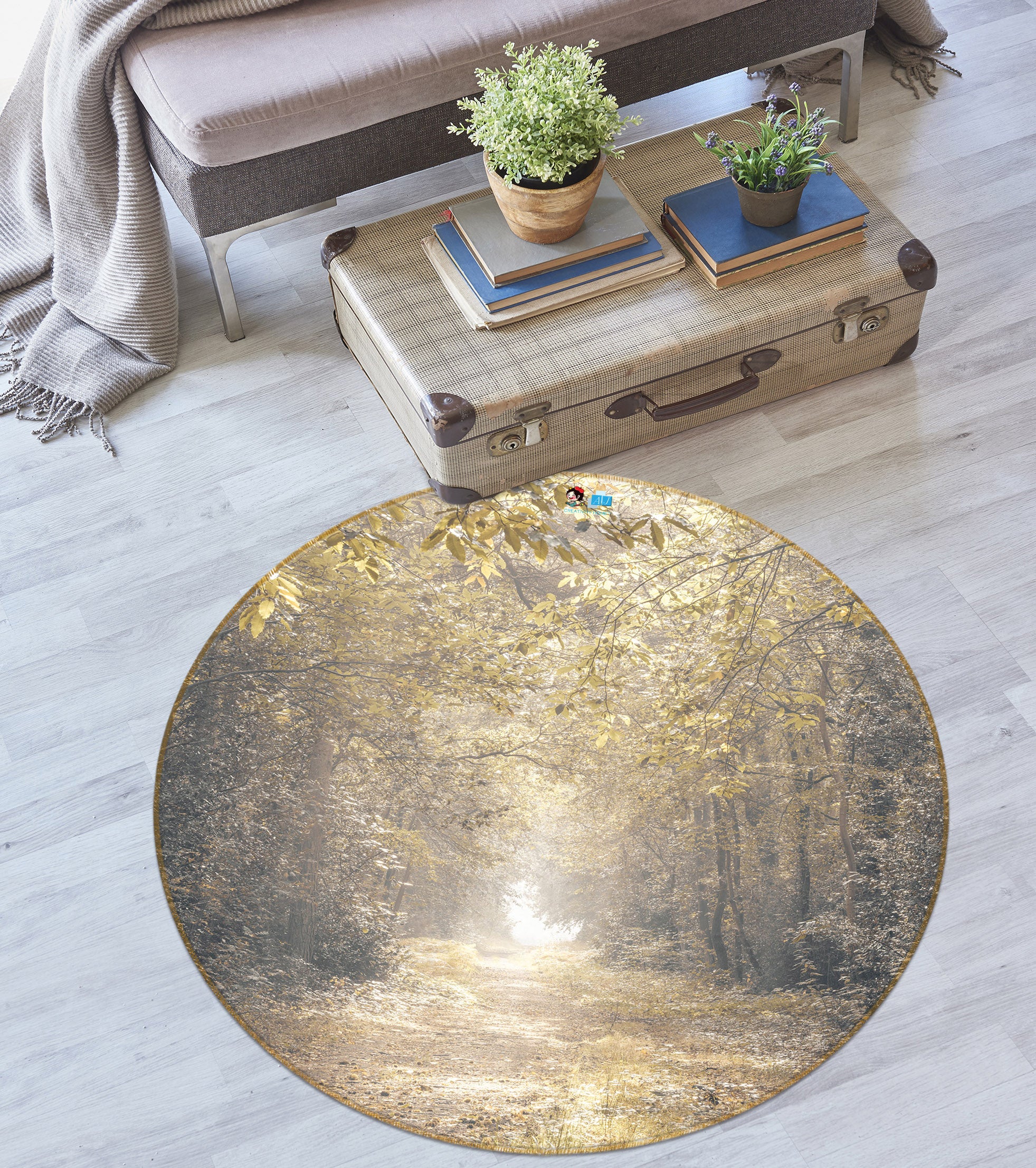 3D Deep Forest 7415 Assaf Frank Rug Round Non Slip Rug Mat