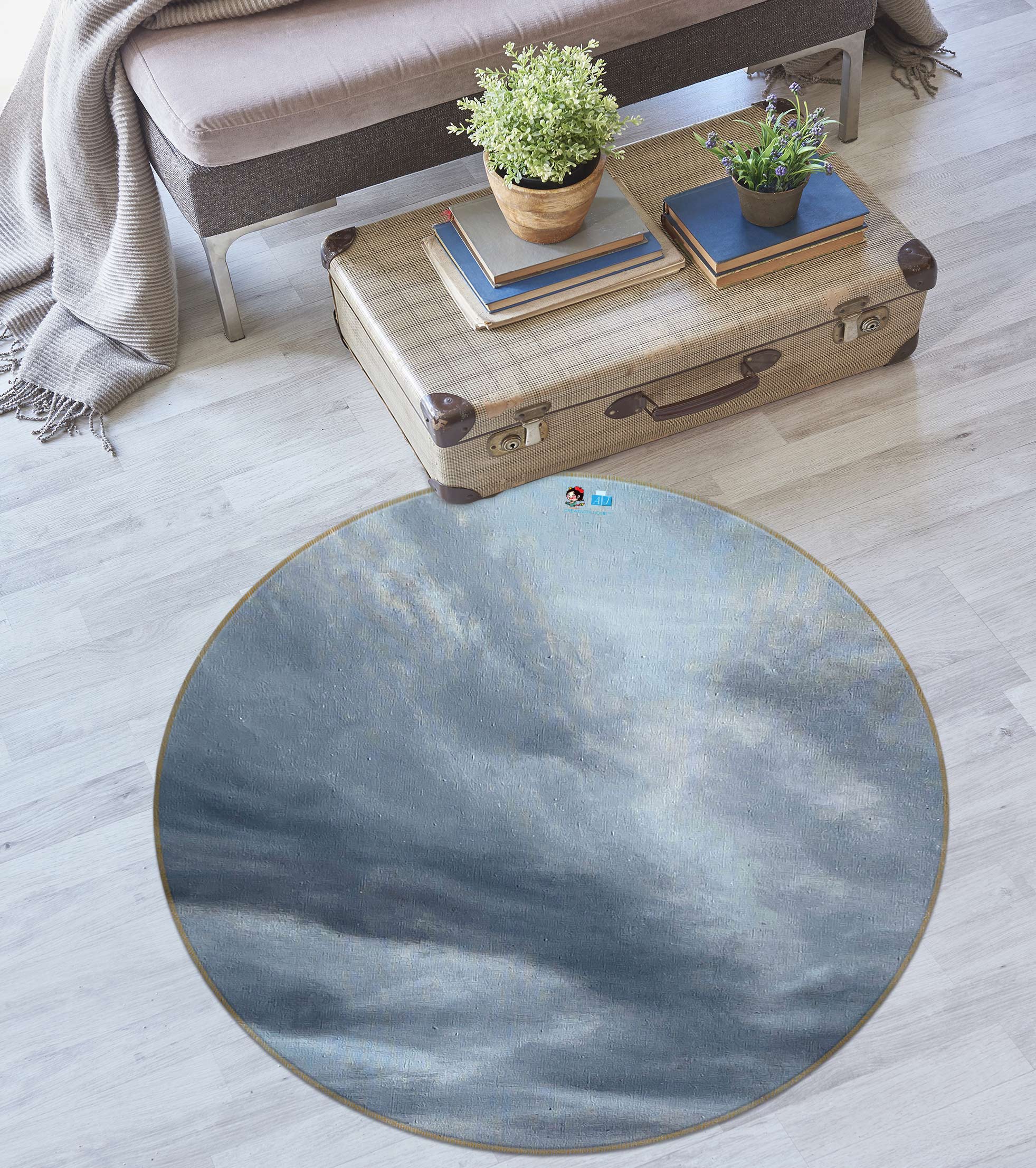 3D Grey Sky 18123 Marina Zotova Rug Round Non Slip Rug Mat