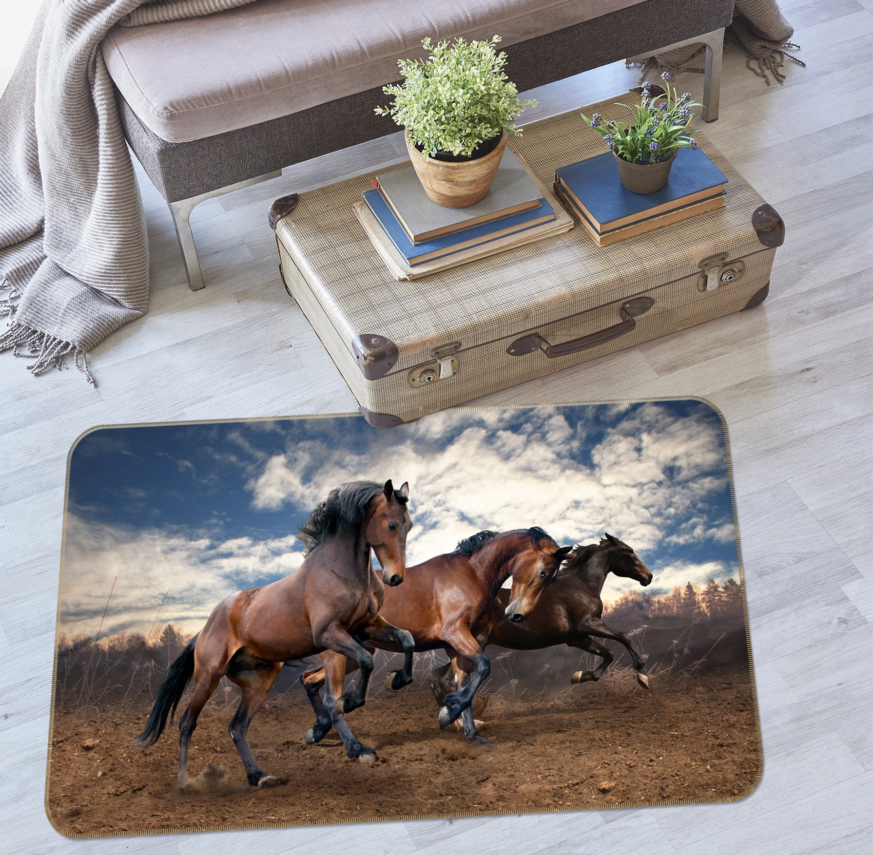 3D Land Horse 067 Animal Non Slip Rug Mat