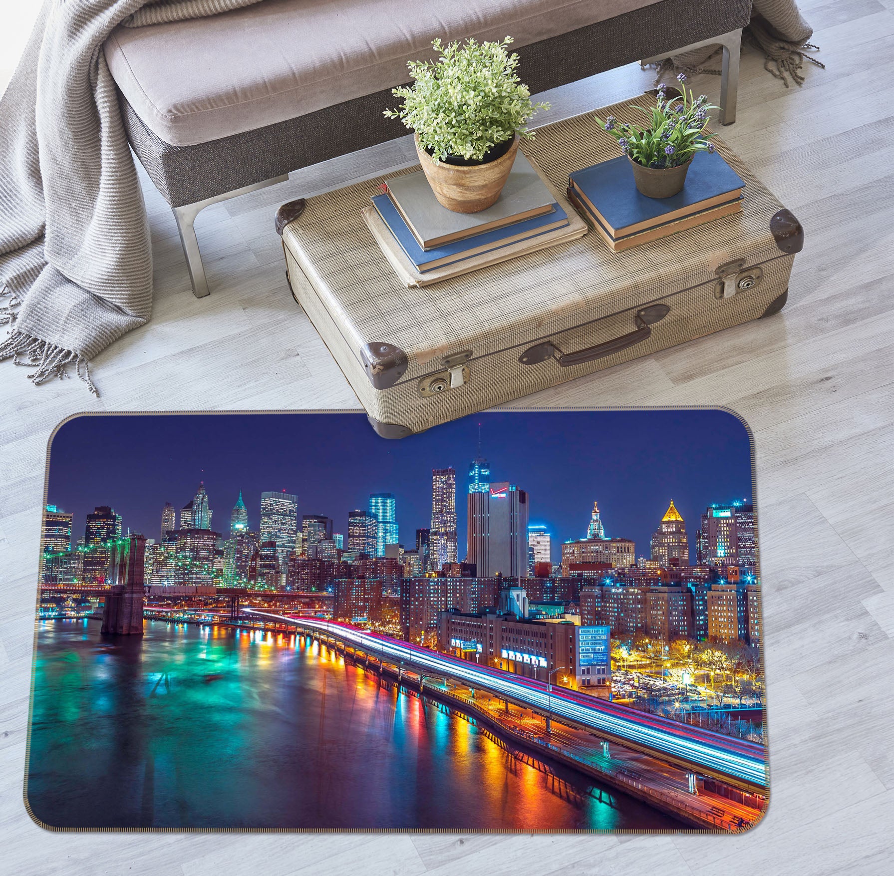 3D New York Lights 1007 Assaf Frank Rug Non Slip Rug Mat